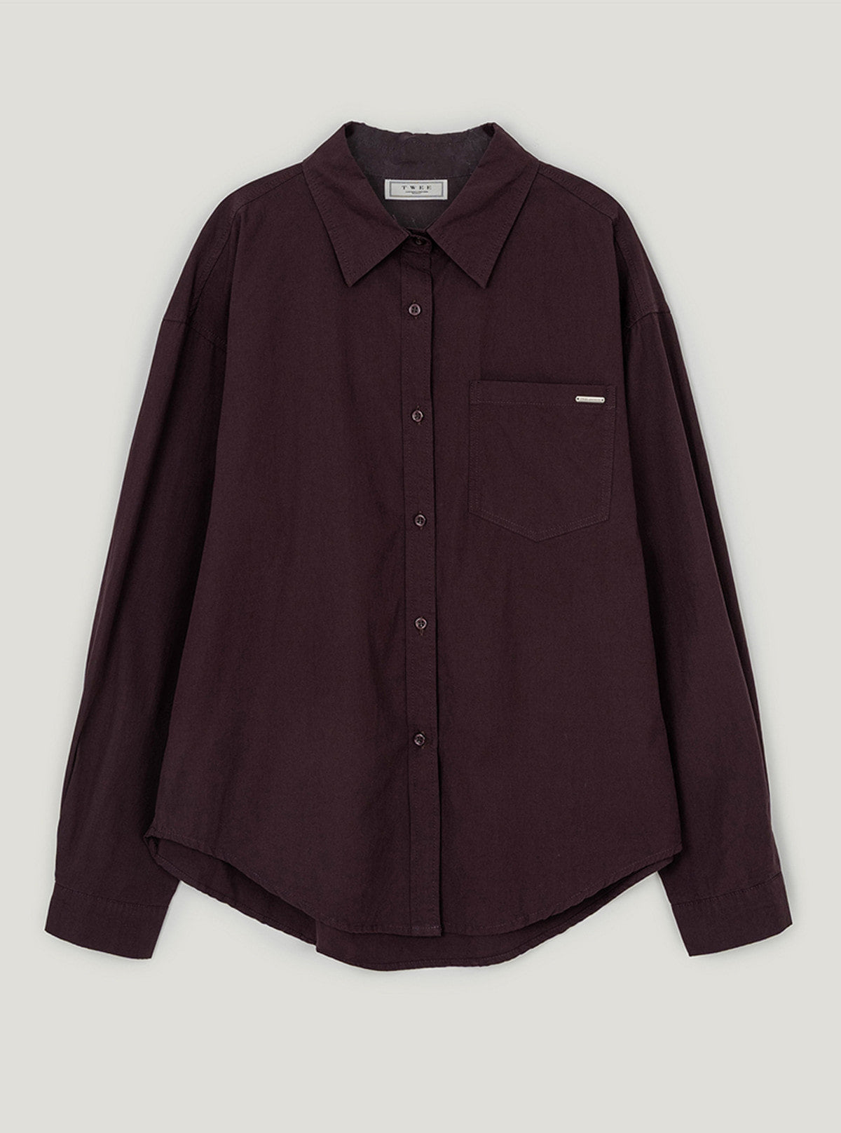 TWEE Patter basic pocket long sleeve shirt | Wine product-only view