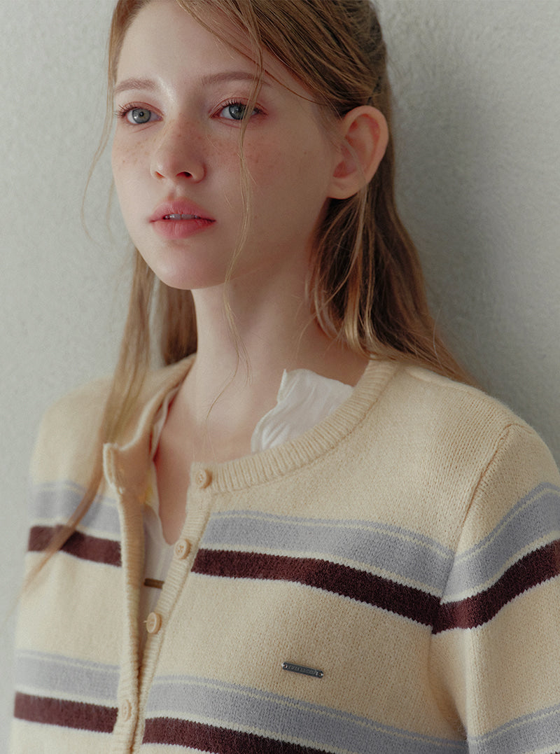 Hetty irregular stripe knit long sleeve cardigan | View 4