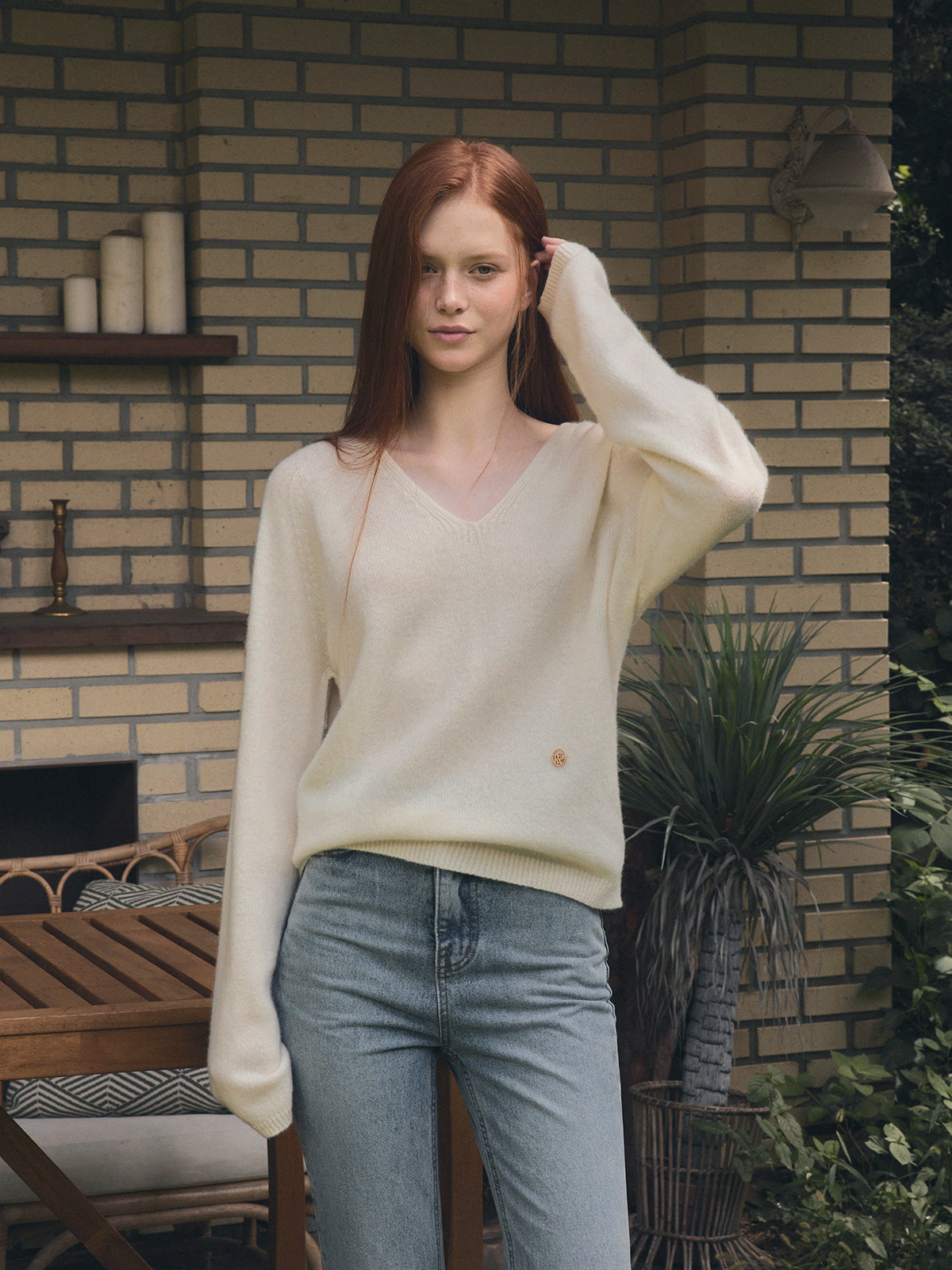[TWEE] Longc Wool Pastell V-Ausschnitt Langarm Strick