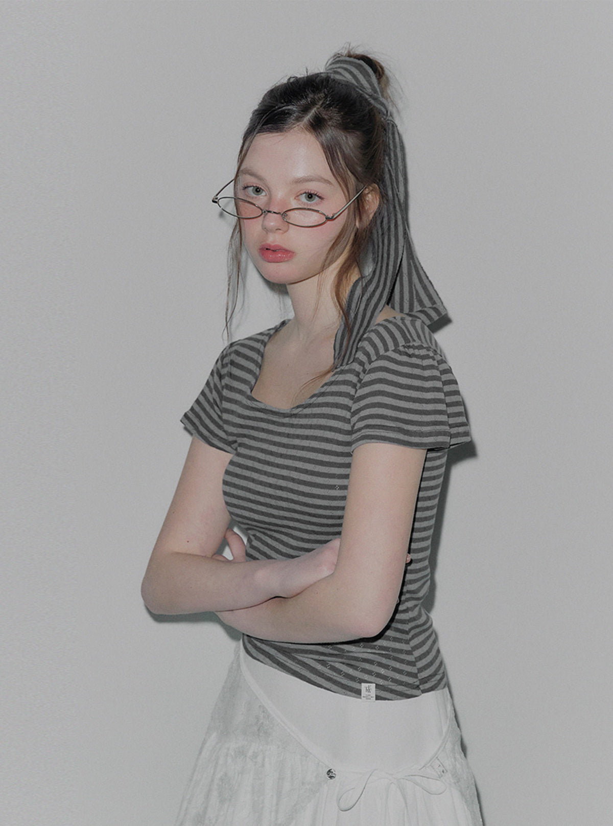 Deden Stripe Jacquard Short-Sleeve T-Shirt (Strap Set)
