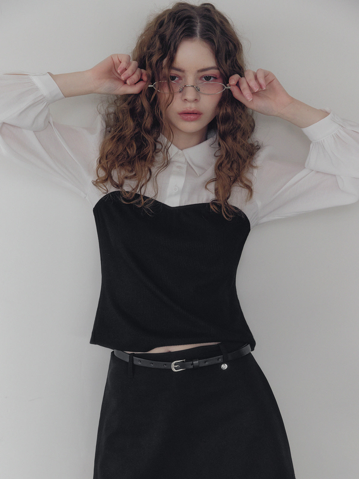 Wipin Knit Top Bustier Shirt Blouse