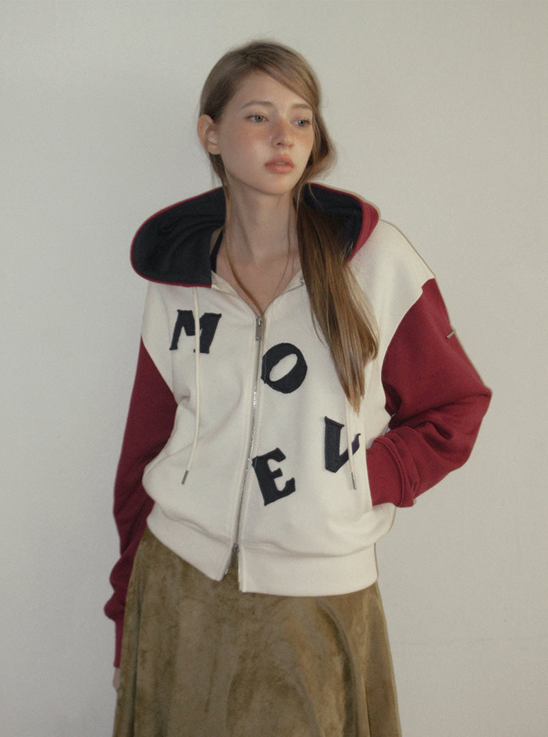 TWEE Clone patch contrast hood zip-up | Product styling view 3