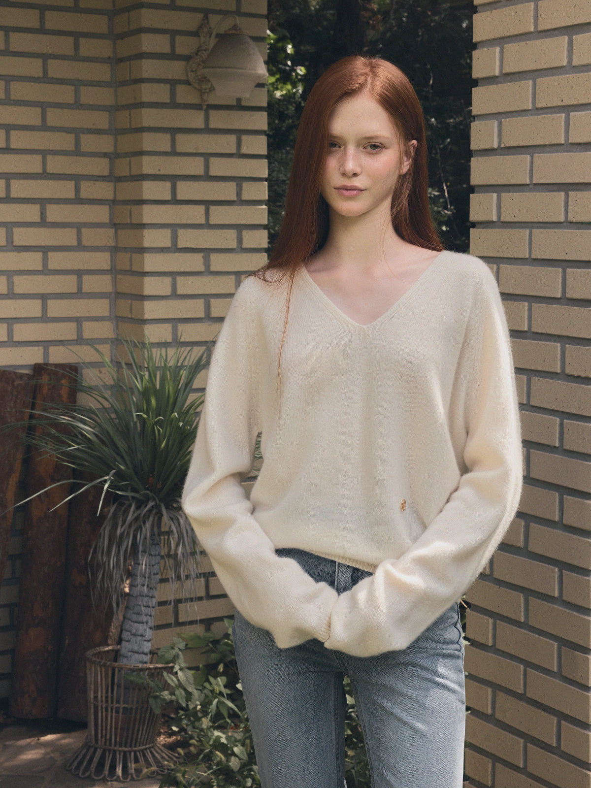 [TWEE] Longc Wool Pastell V-Ausschnitt Langarm Strick