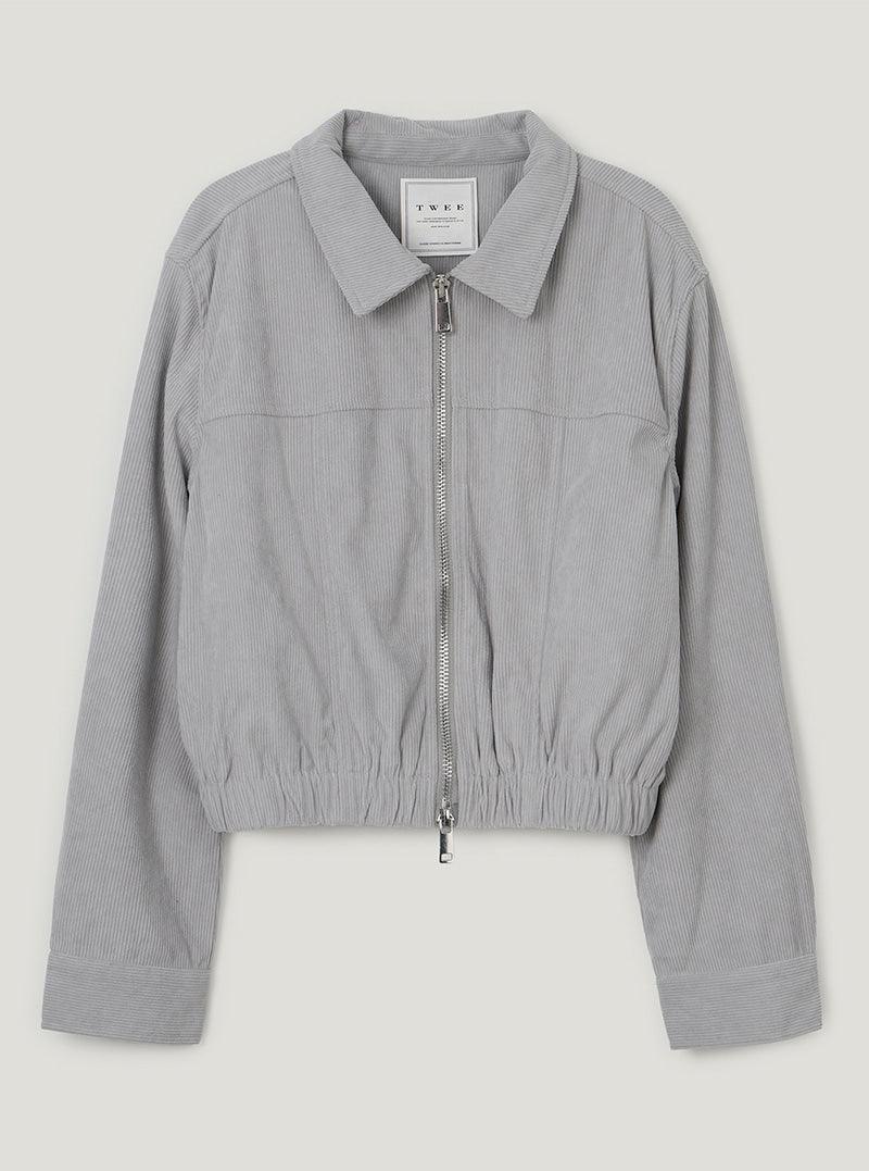TWEE Bent corduroy collar long sleeve jacket | Gray product-only view