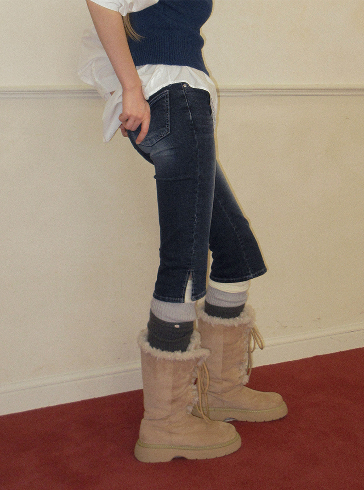 TWEE Dezel washed capri denim pants | Product styling view 6
