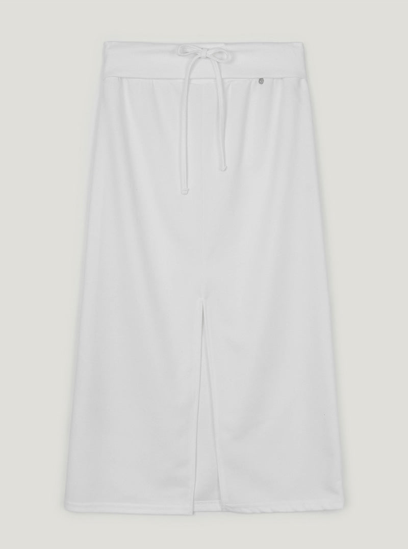 TWEE Tini folding front slit long skirt | Ivory product-only view