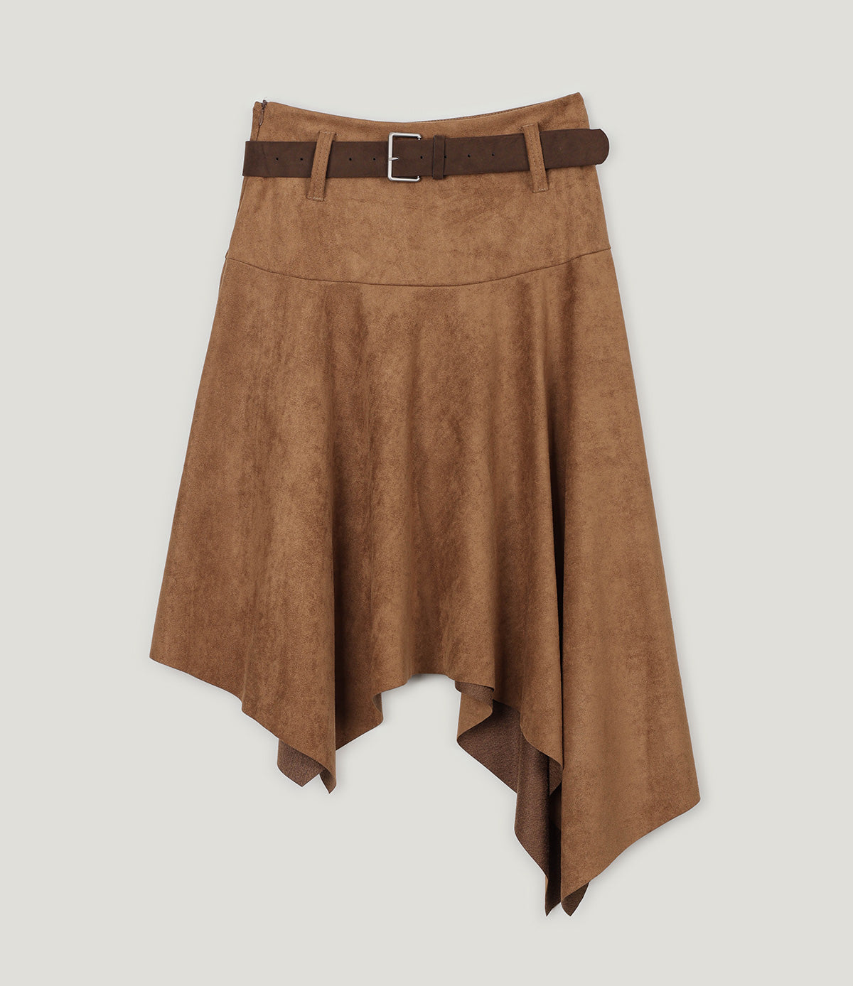 [TWEE] Chân váy midi da lộn bất đối xứng Aden (kèm bộ dây thắt lưng)