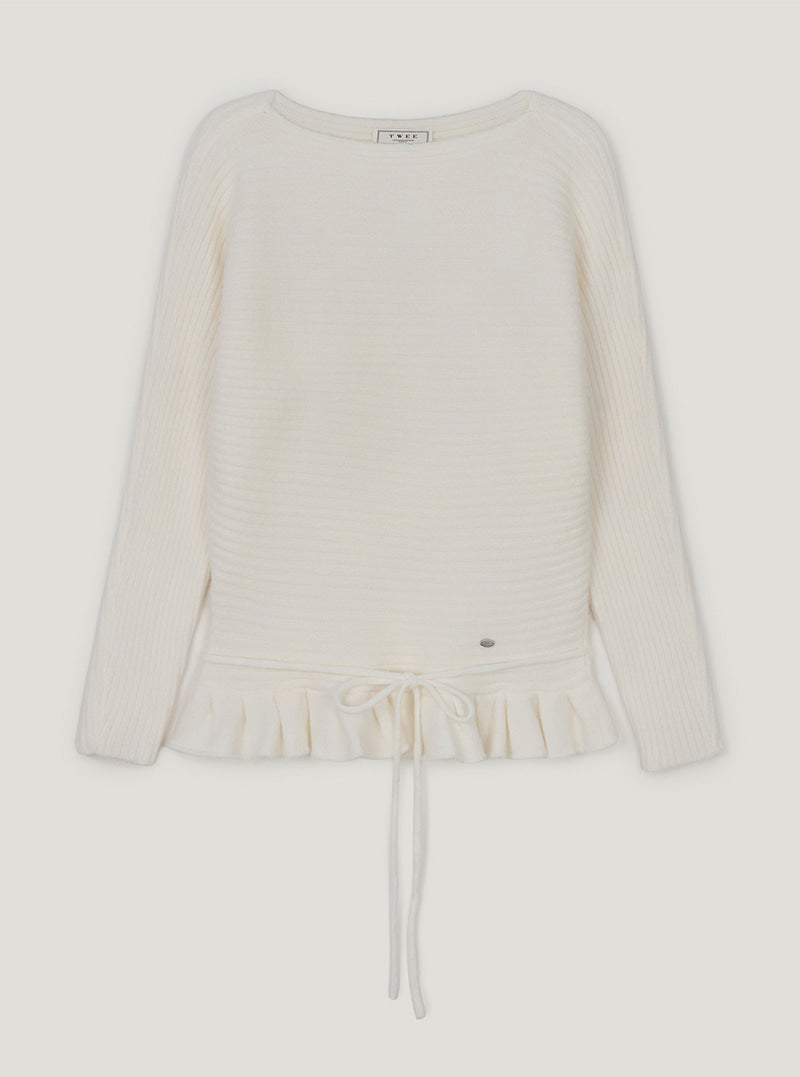 Seodin wave flare long sleeve knit | Ivory cutout