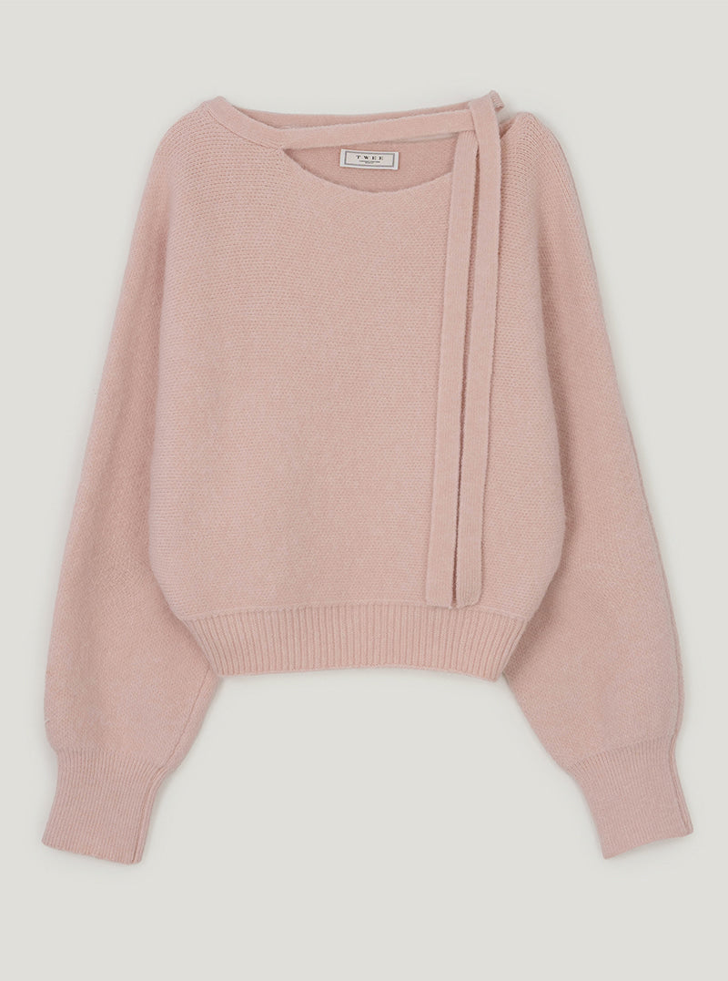 Hin one-off strap heavyweight long sleeve knit | Pink cutout