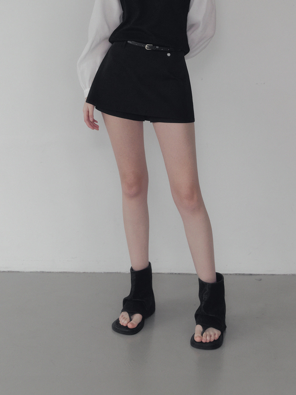 Recon basic mini skirt shorts (belt set)