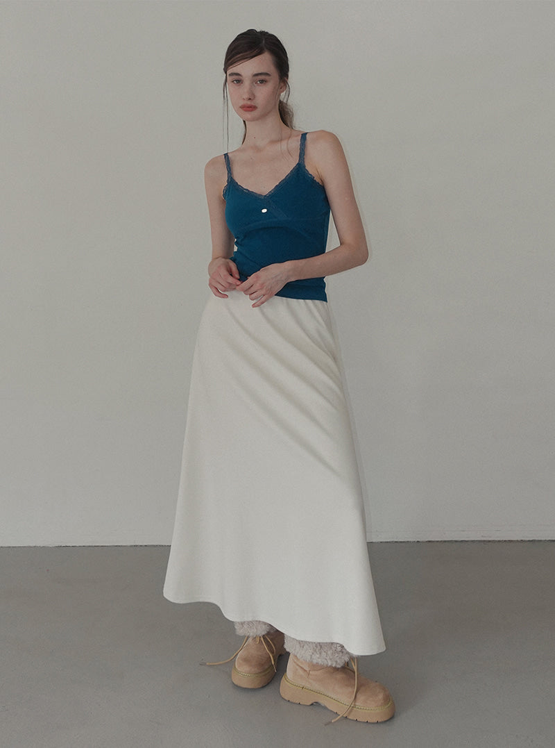 Castle banding flare maxi long skirt | View 3