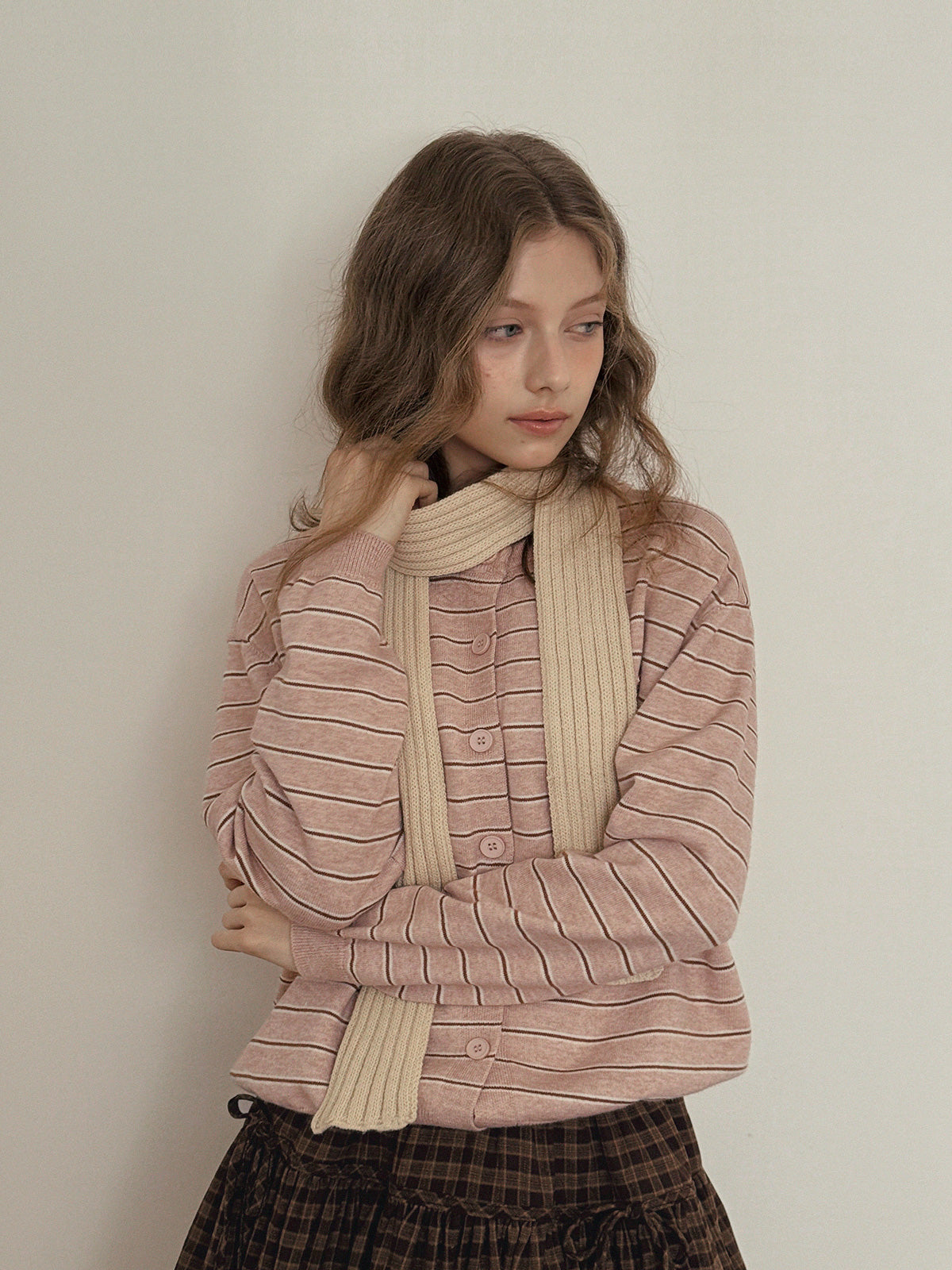 【TWEE】Eton Streifen Rundhals Langarm-Cardigan