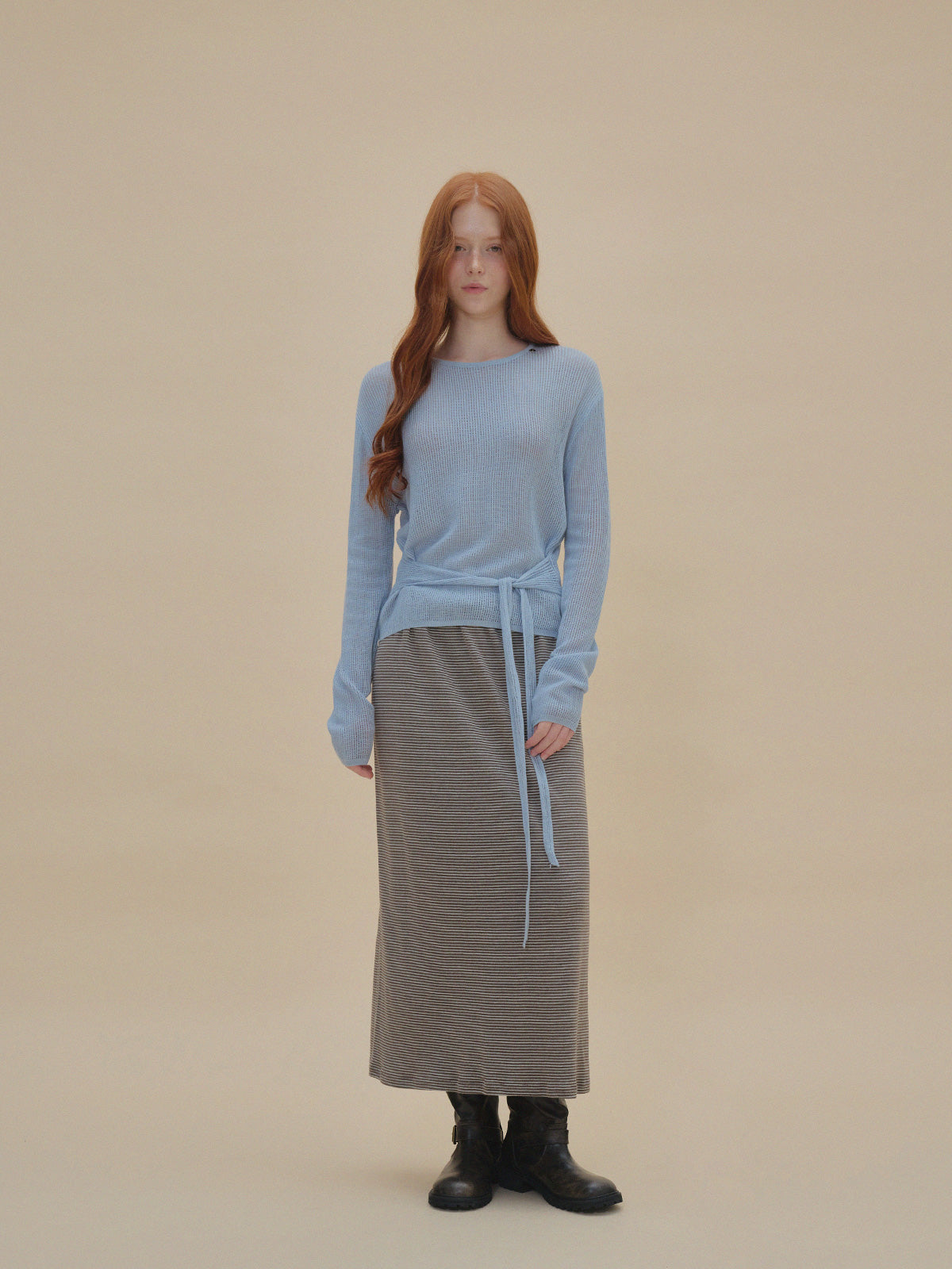 [TWEE:B] Tuna eyelet strap long-sleeve knit
