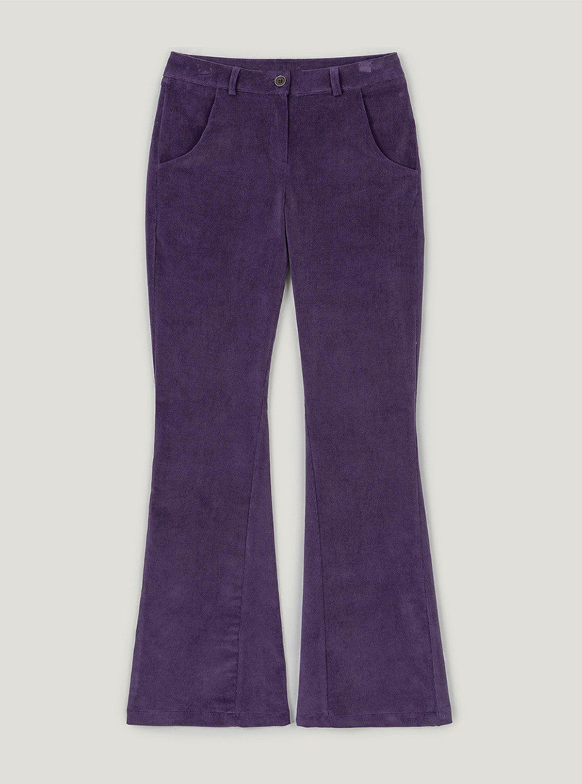Denve corduroy semi bootscut long pants | Purple cutout