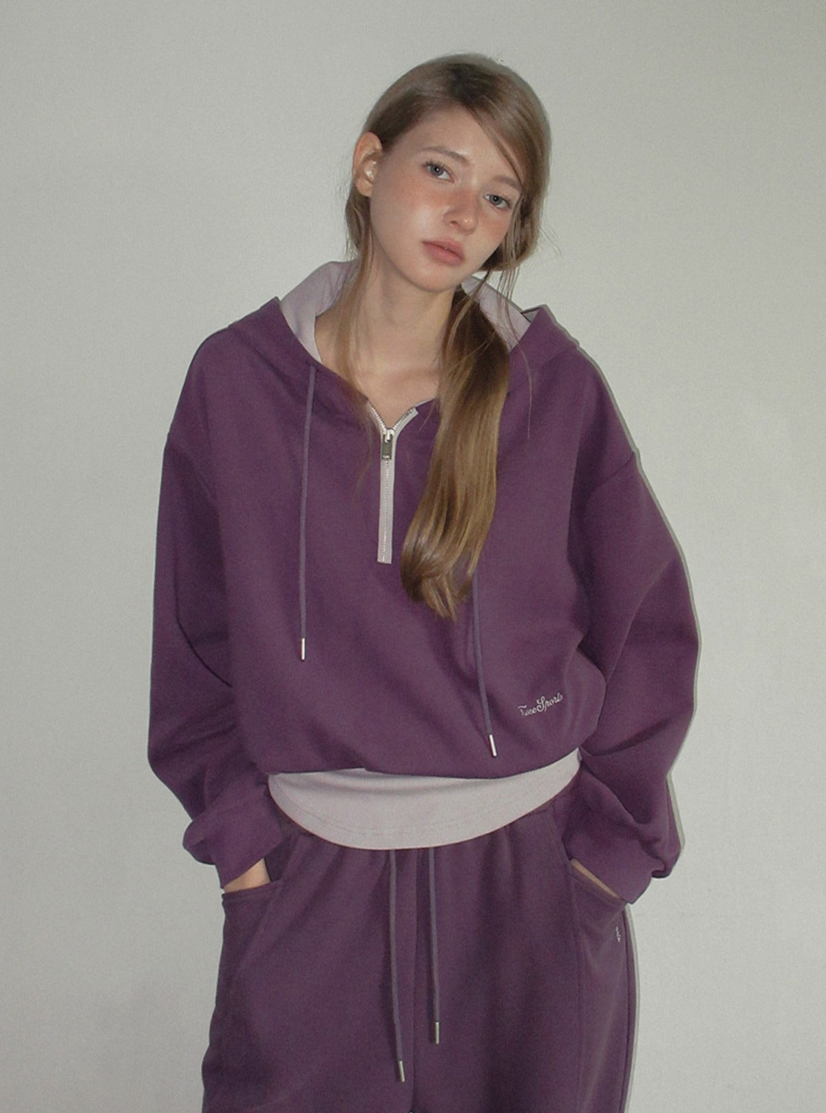 TWEE Medi layered half hood zip-up T-shirt | Main product image