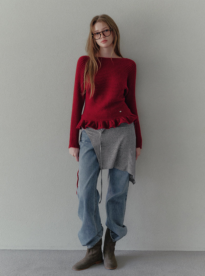 Seodin wave flare long sleeve knit | View 3