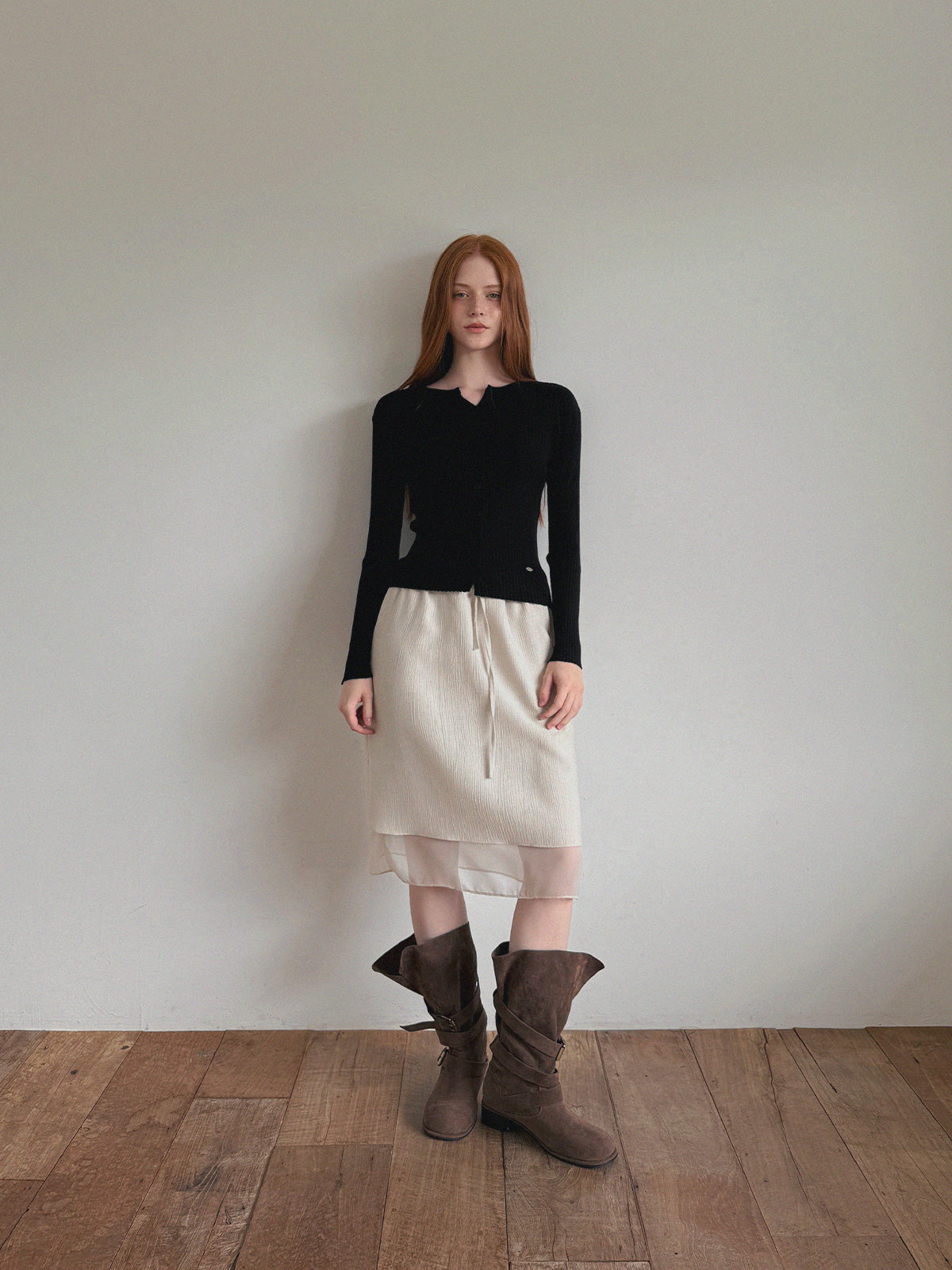 【TWEE】Juvied Button Rippstrick-Cardigan