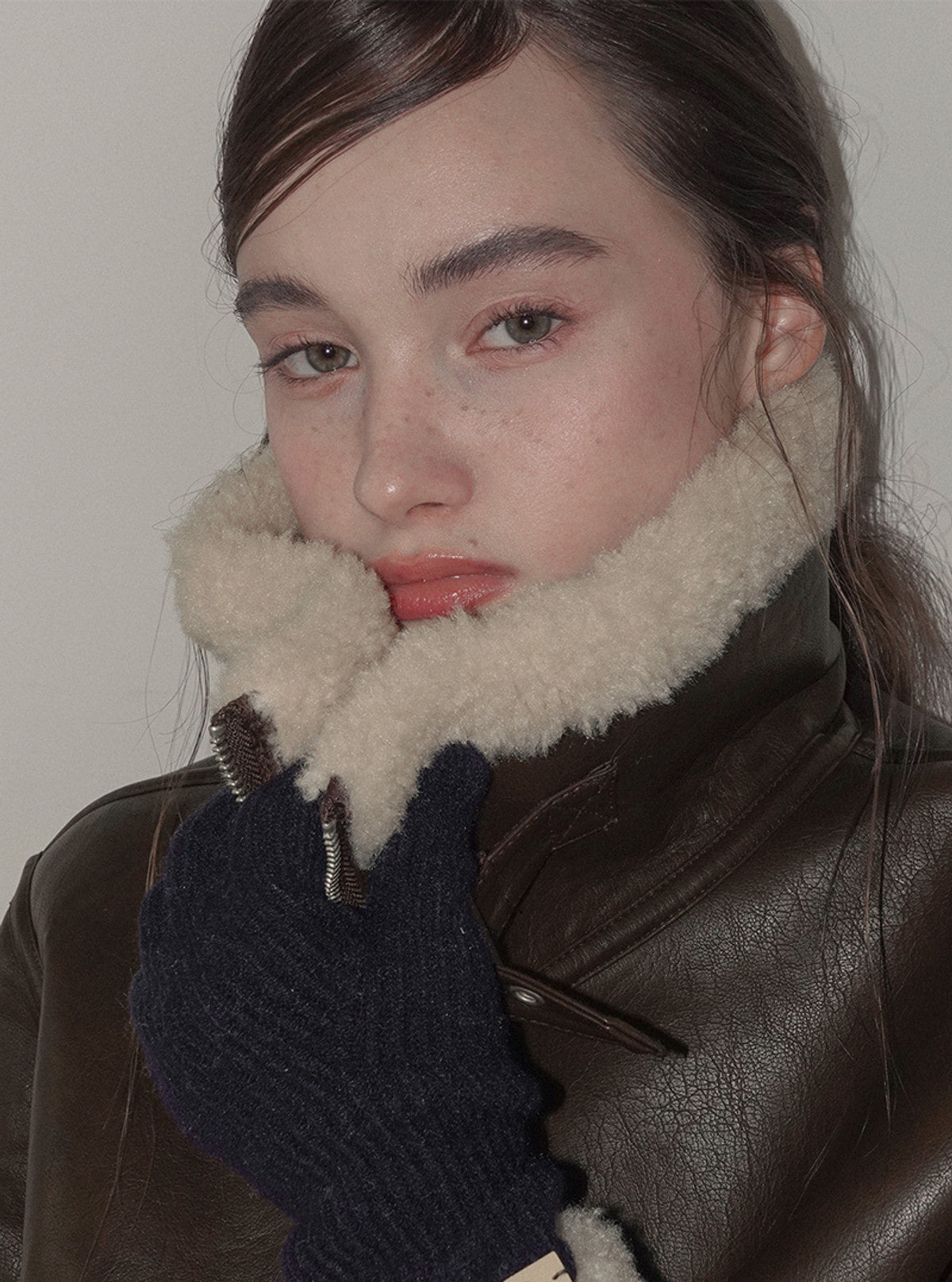 Zelto basic high-neck faux leather shearling jacket | View 9