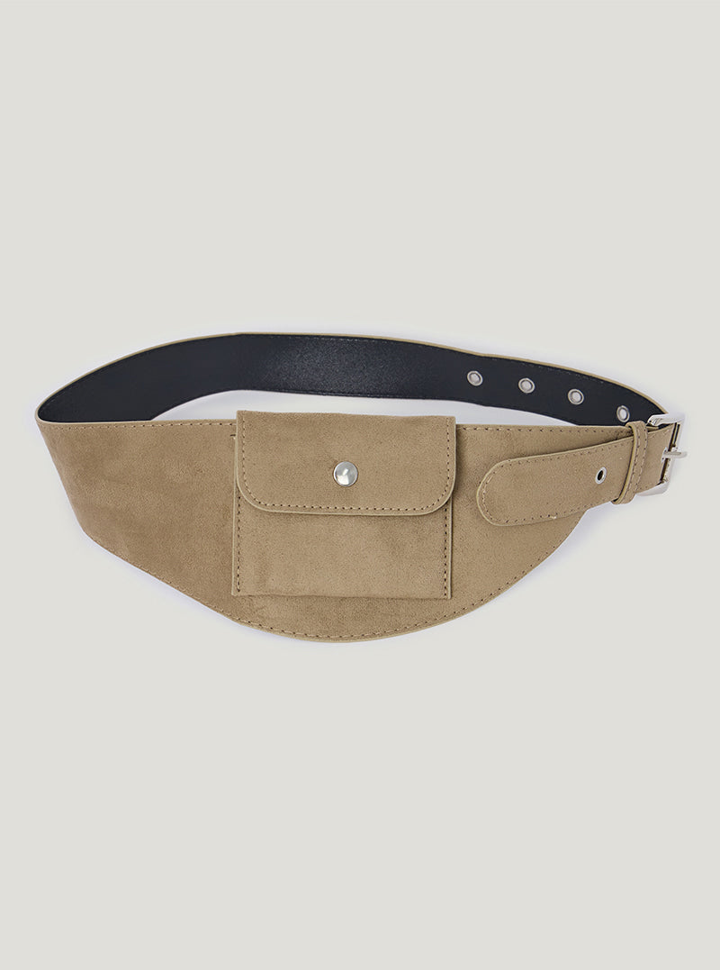 TWEE Chia suede pocket belt | Beige product-only view