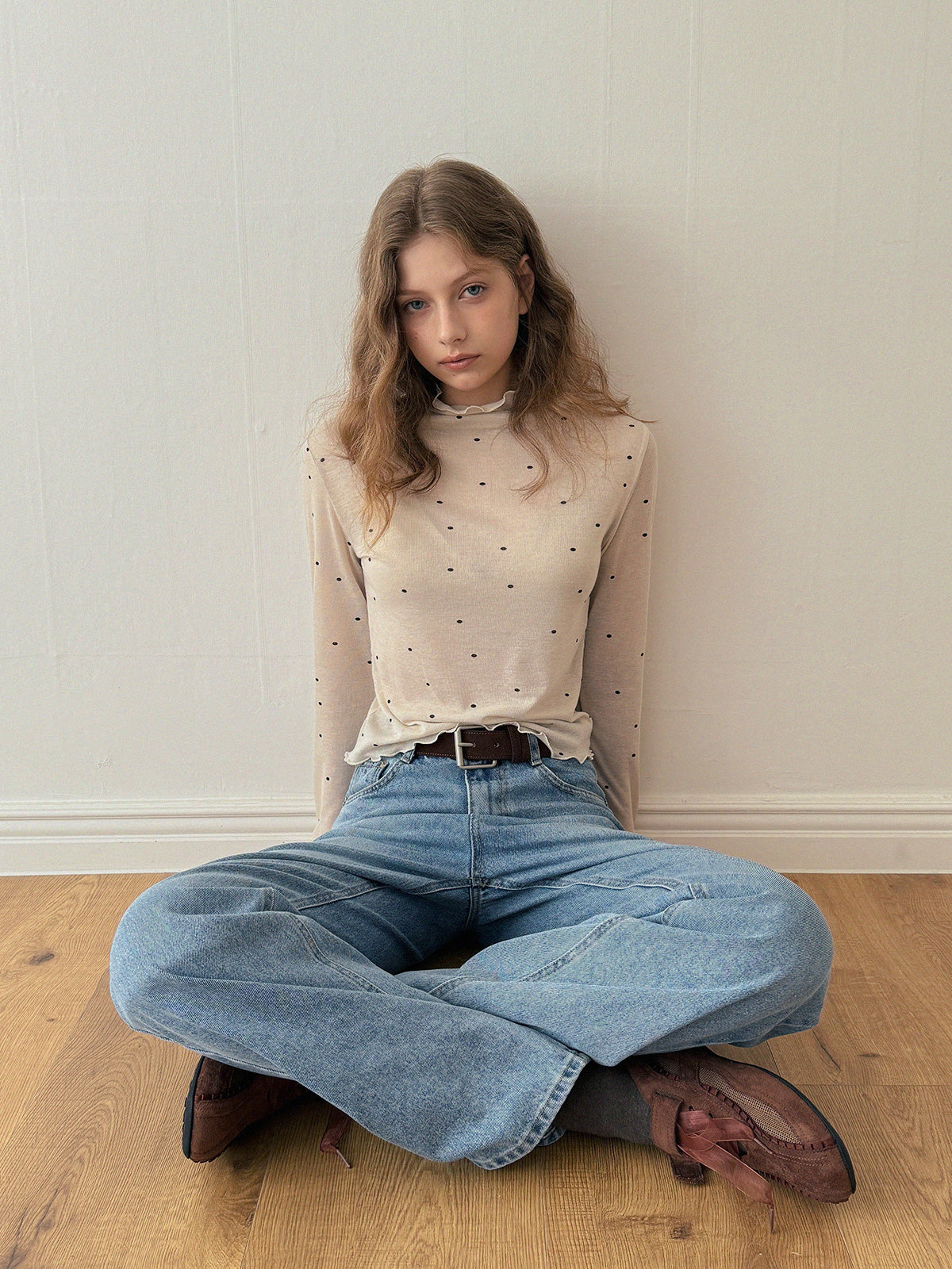 [TWEE] T-shirt à col roulé Bendi Dot à manches longues