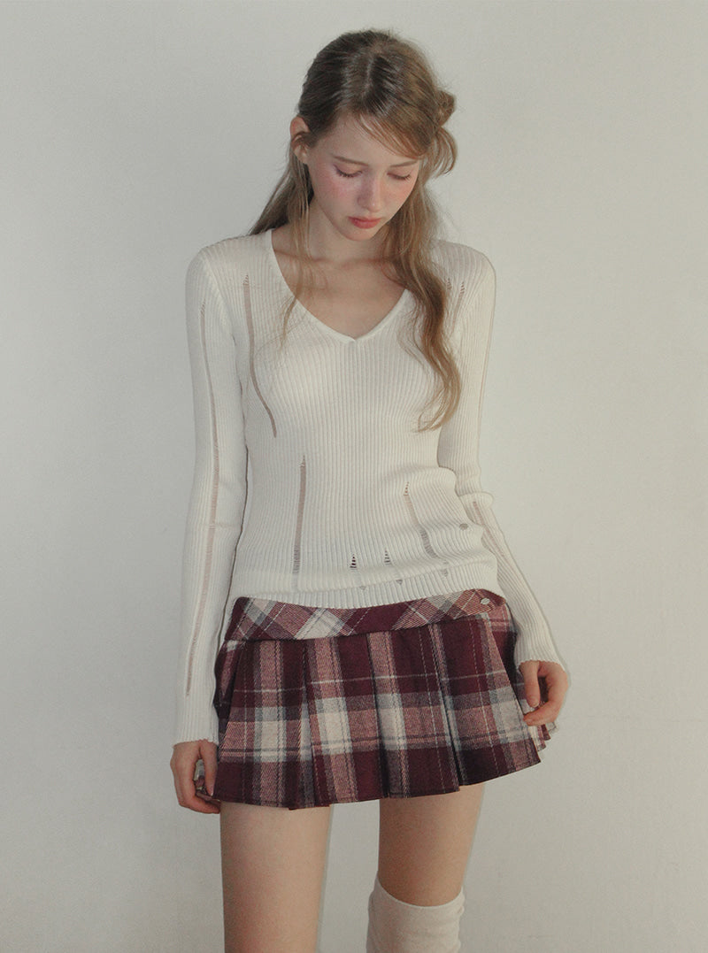 TWEE Rezon check pleated mini skirt | Product styling view 8