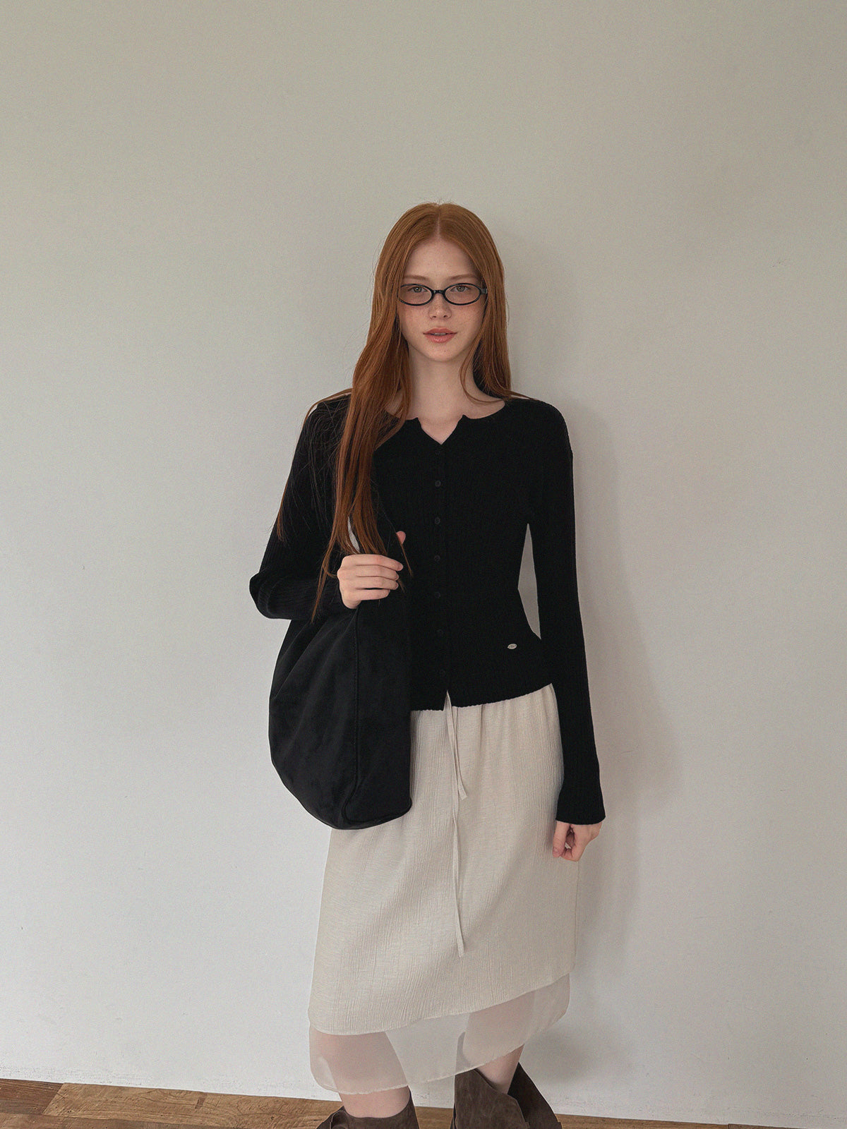 【TWEE】Juvied Button Rippstrick-Cardigan