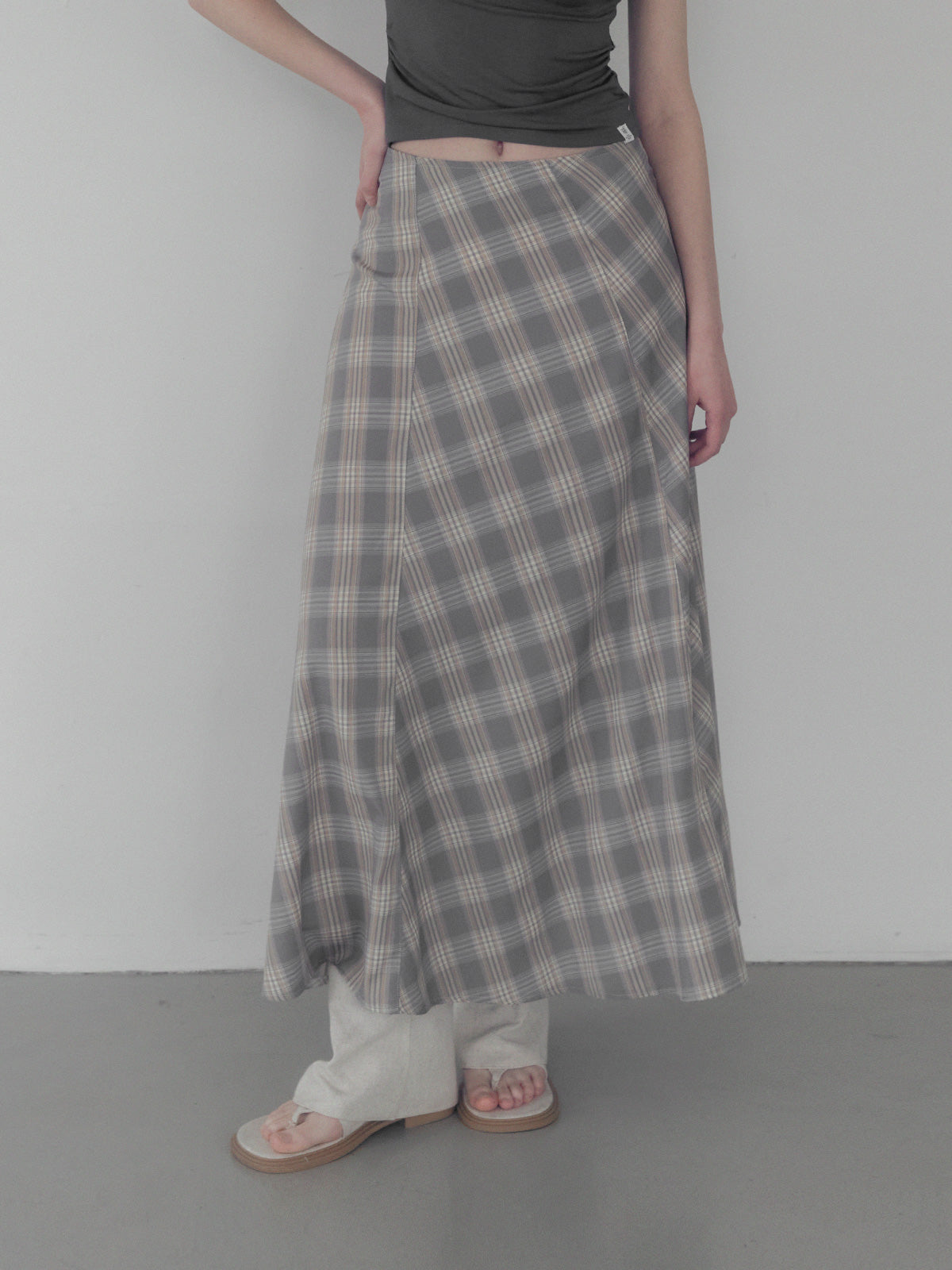 Fitz Check Maxi Long Skirt