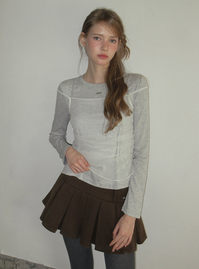 TWEE Bern organza sleeveless long sleeve T-shirt set | Product styling view 3