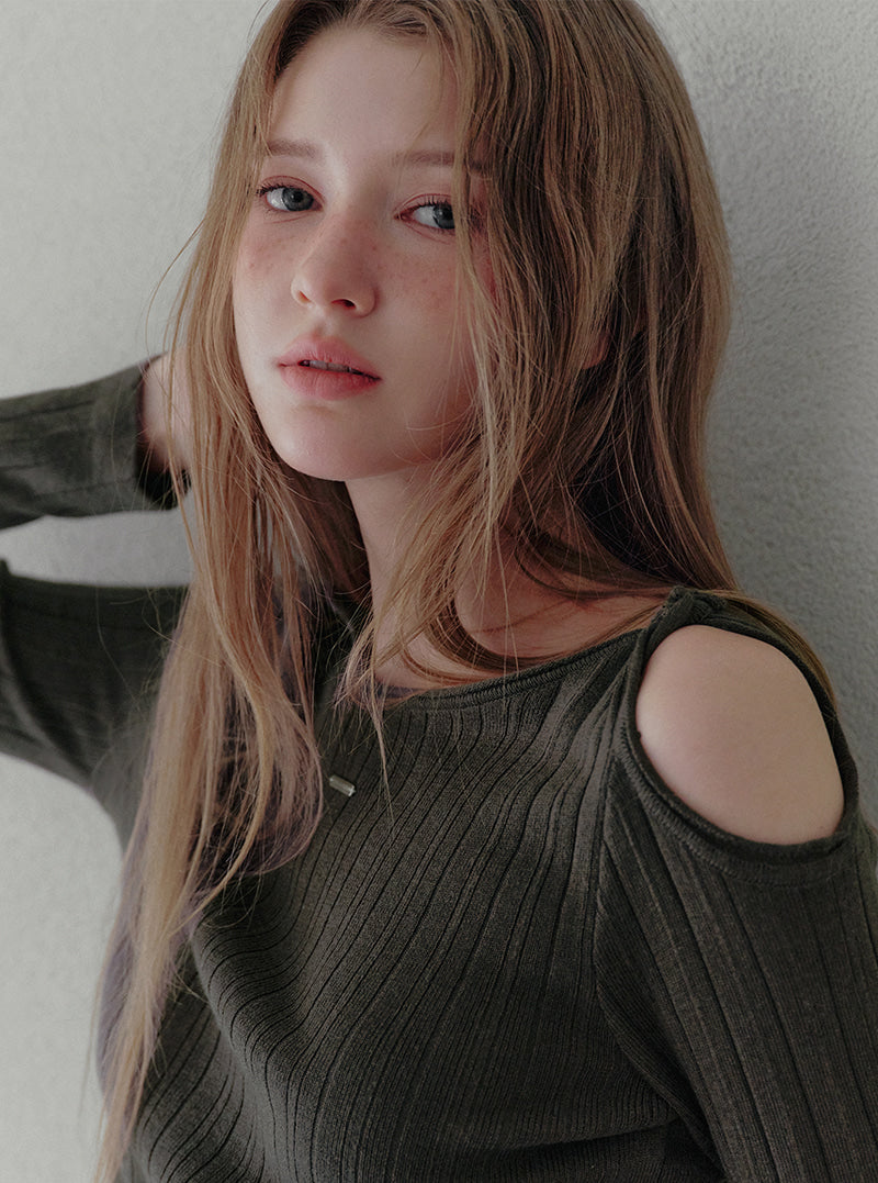 Roman asymmetric shoulder twist long sleeve knit | View 5