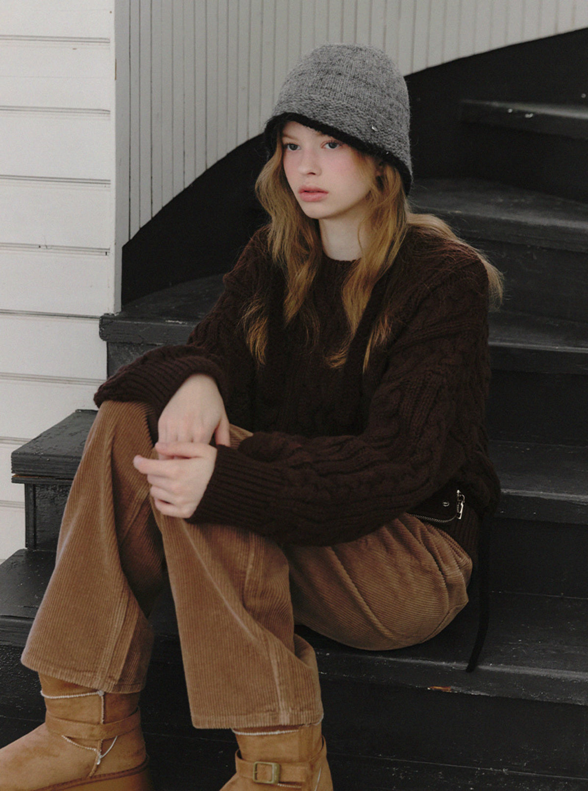 Ruffin Contrast Knit Bonnet Hat