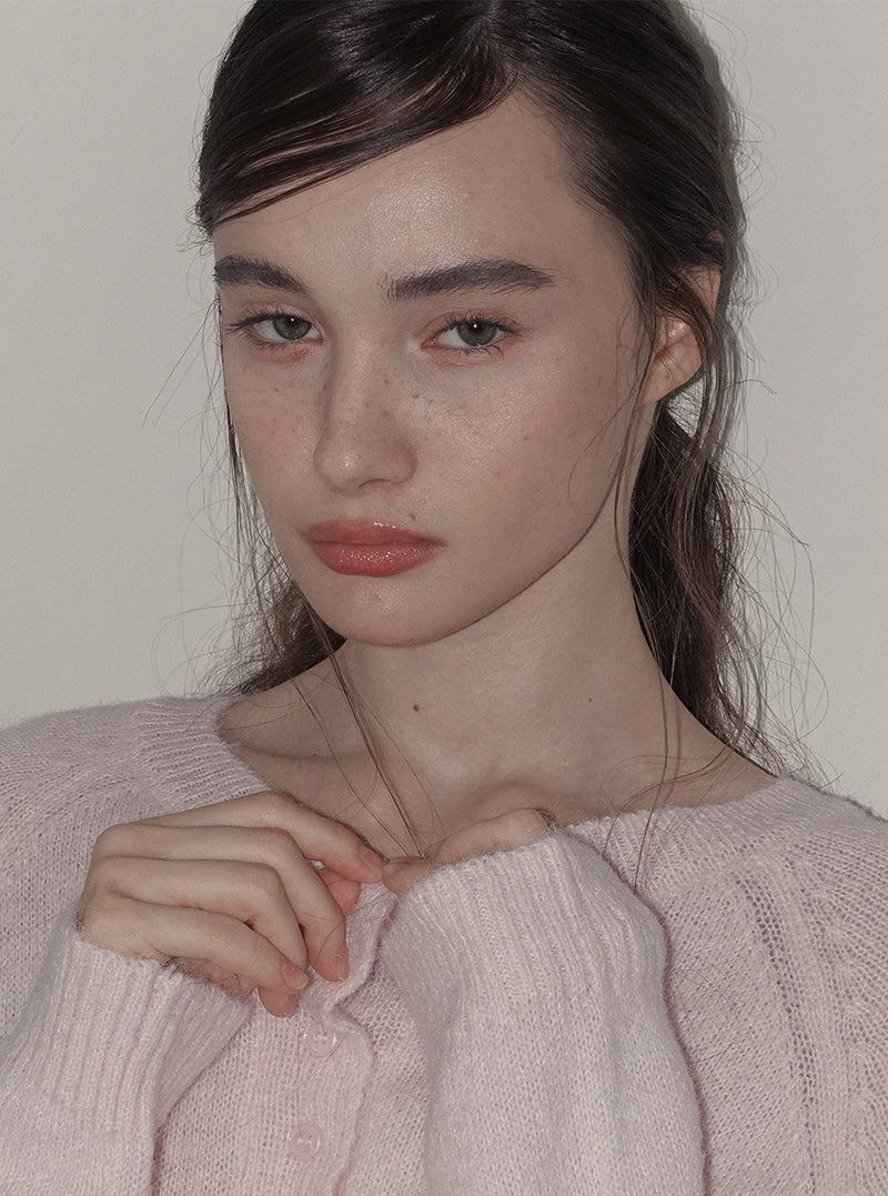TWEE Pomki button brushed long sleeve knit | Product styling view 4