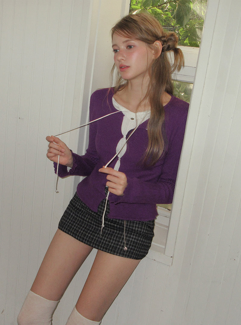 TWEE Hipston button ribbed knit long sleeve cardigan | Product styling view 5