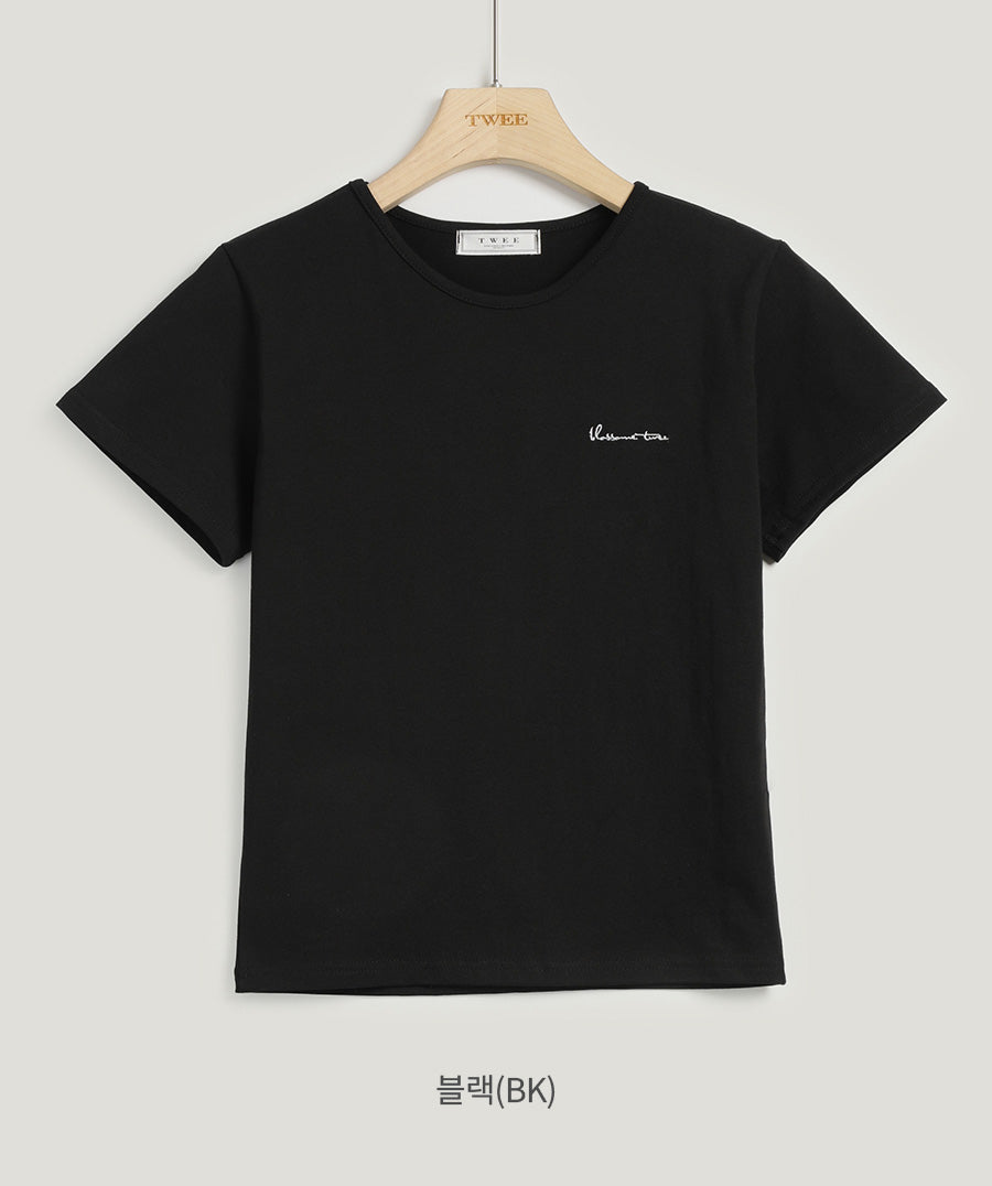 [TWEE] ペコレタリング刺繍スリムラインTシャツ