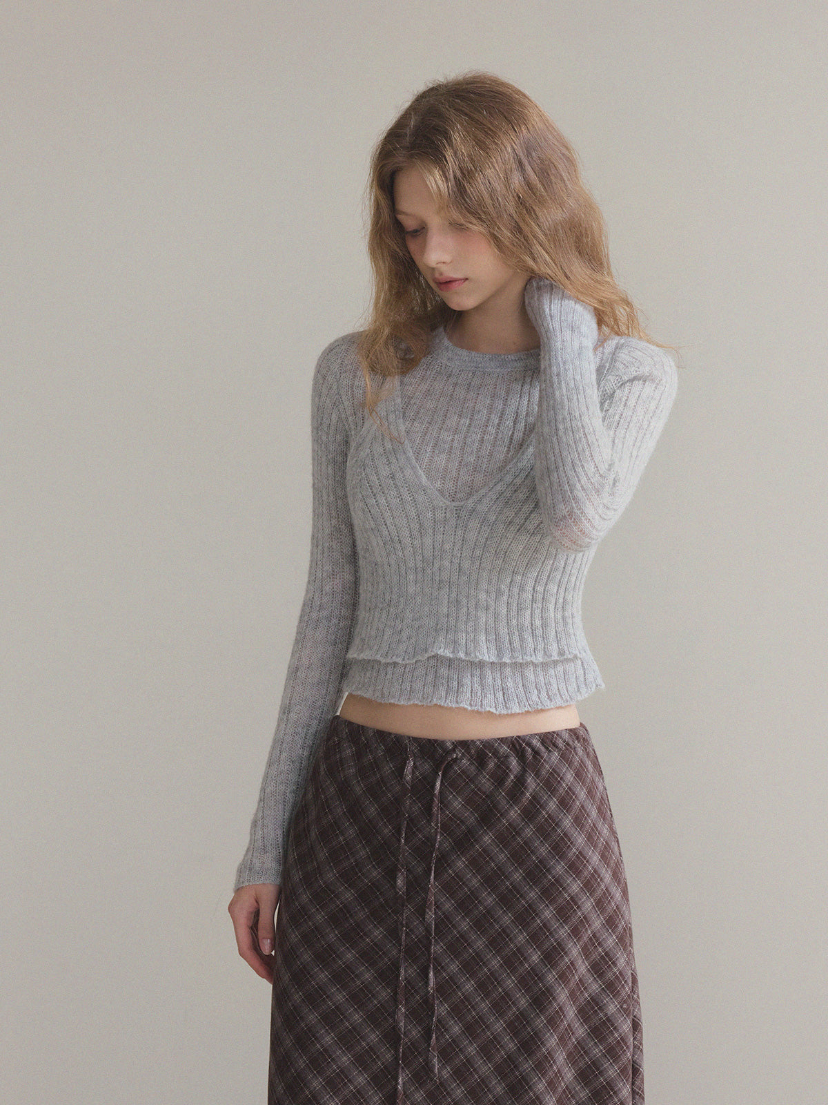 [TWEE] Áo len crop tay dài nhiều lớp Conel