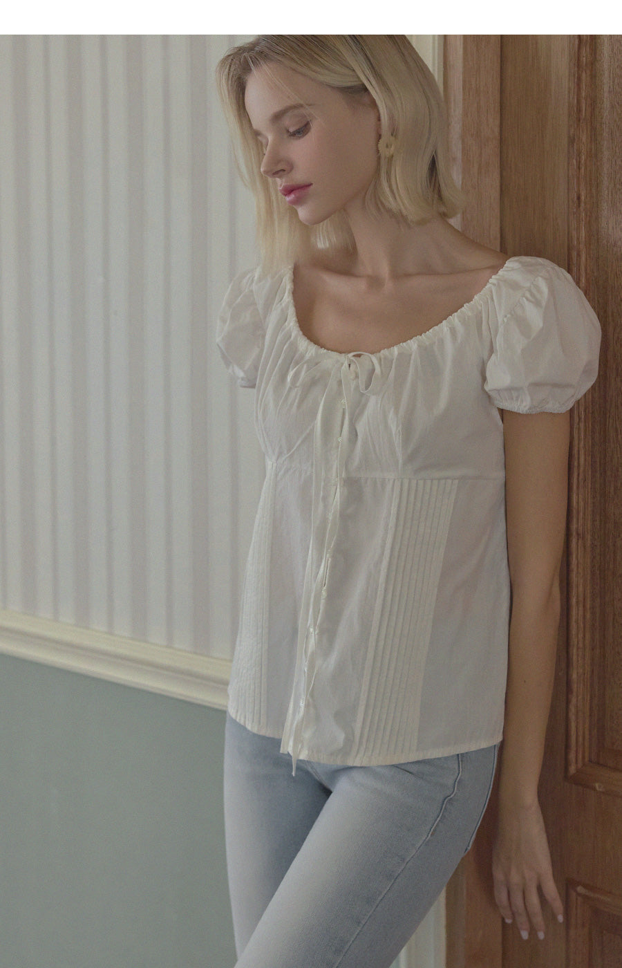Euphoria puff short sleeve blouse