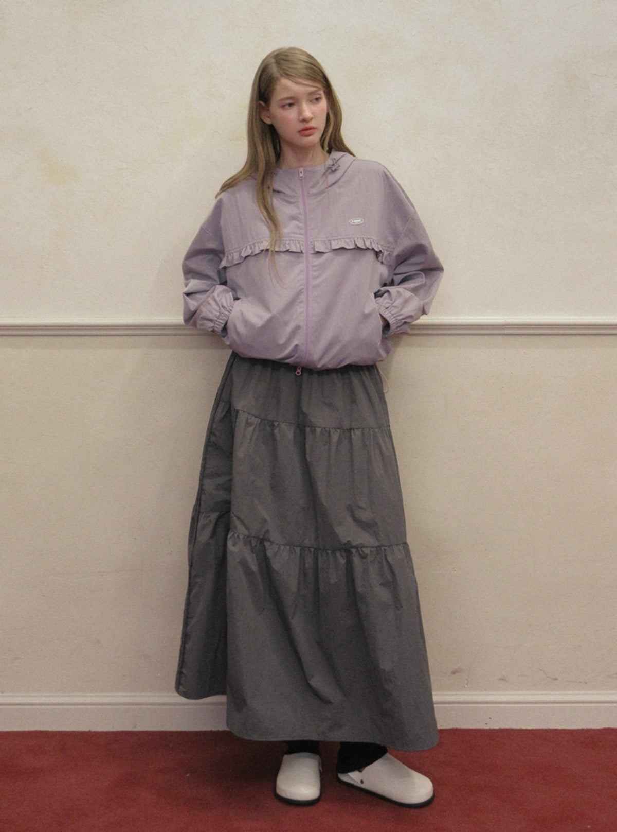 TWEE Jure lace nylon tiered long skirt | Main product image