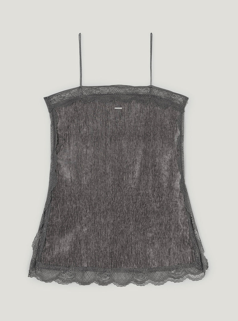 Iden lace suede sleeveless top | Charcoal cutout