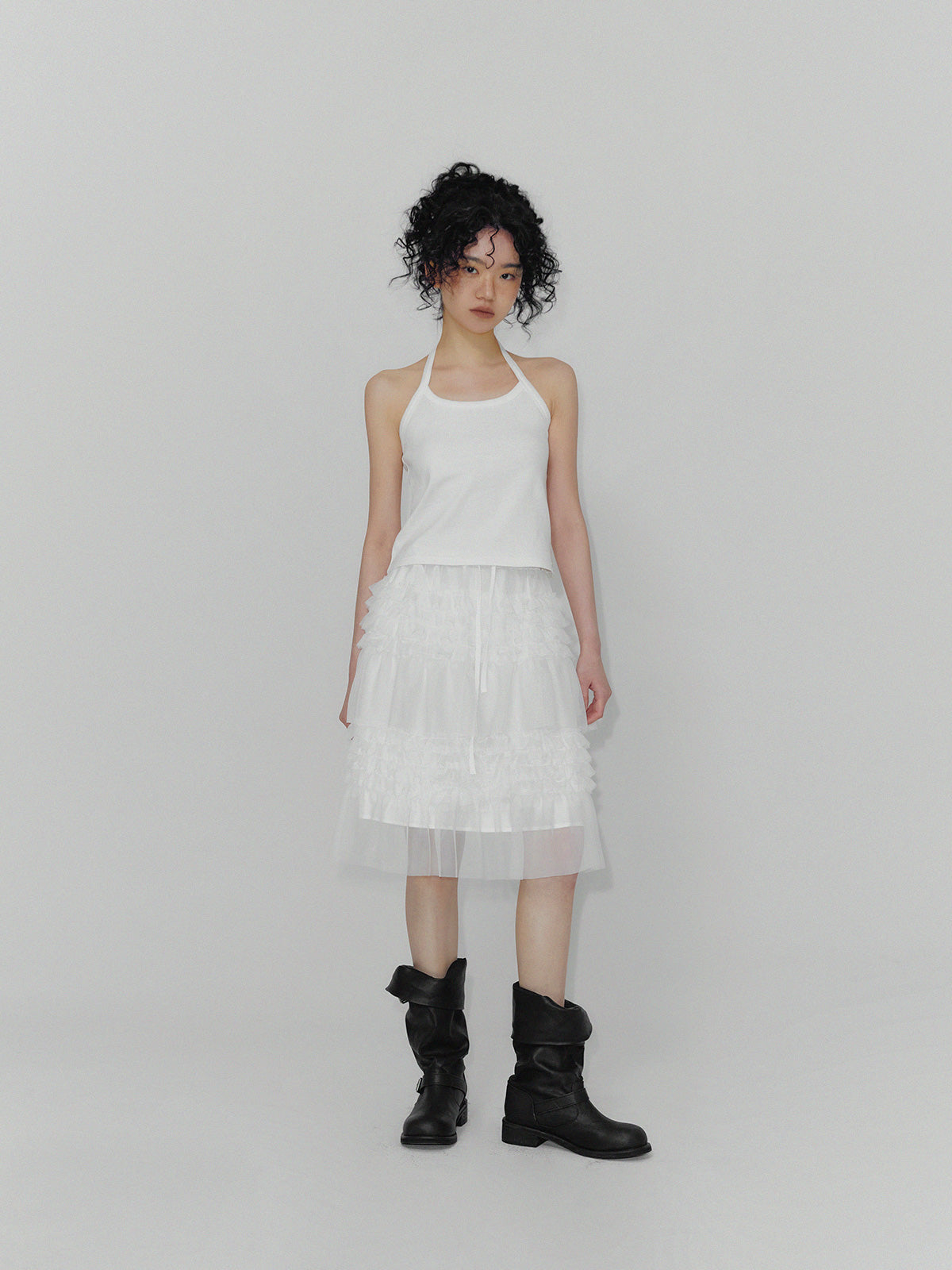 [TWEE] Hachu Gonna Midi a Balze in Chiffon