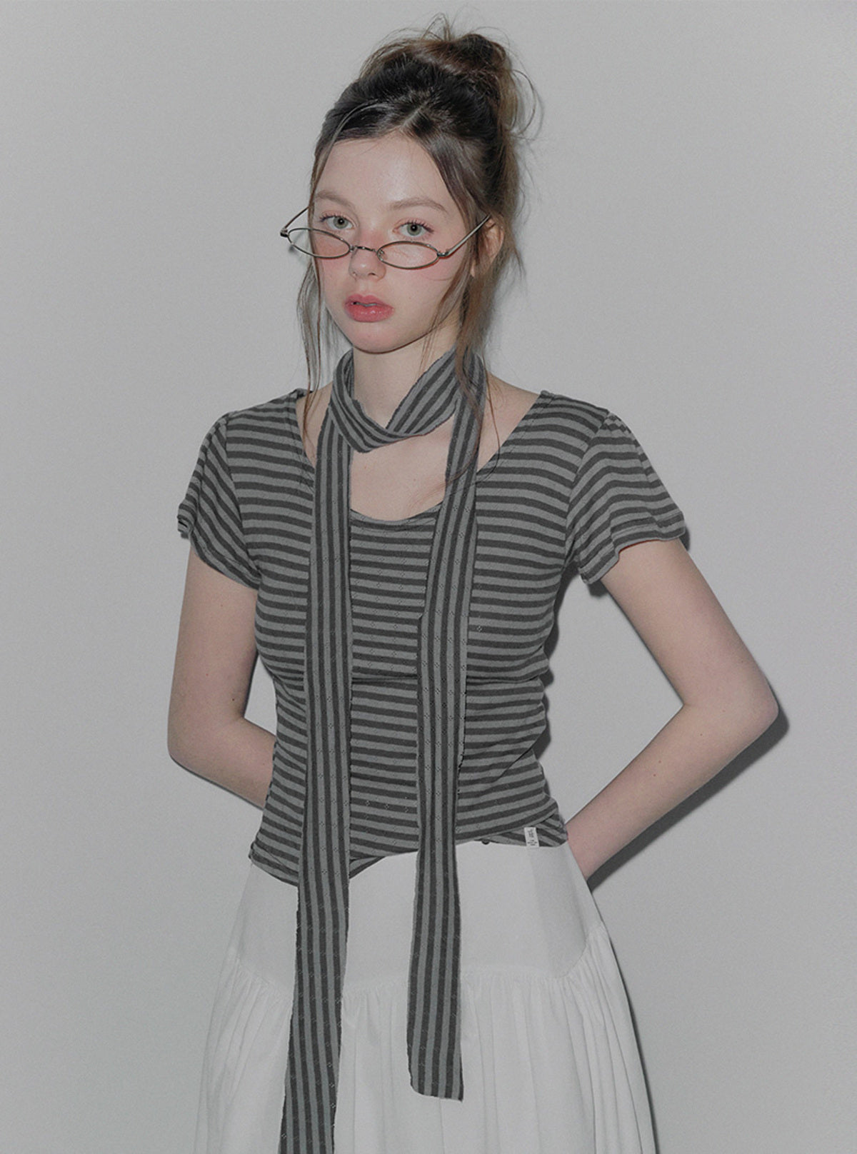 Deden Stripe Jacquard Short-Sleeve T-Shirt (Strap Set)