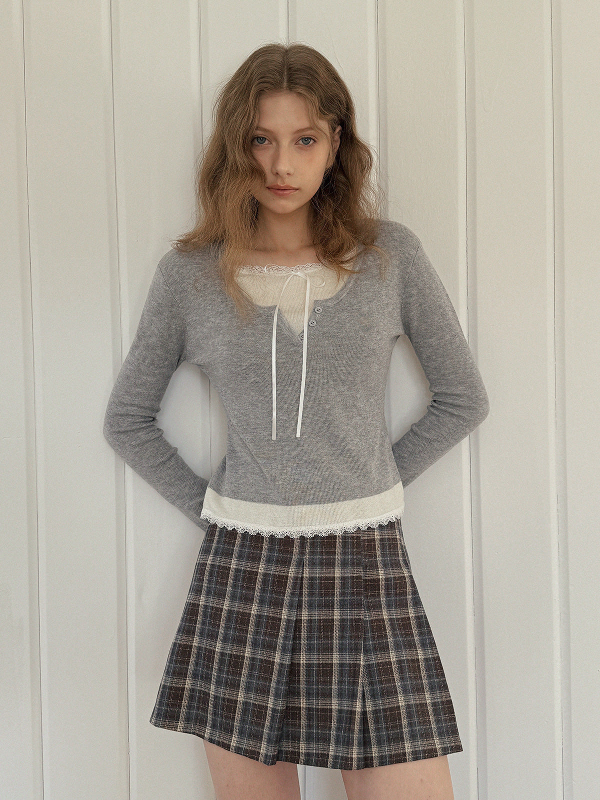 [TWEE] Gonna Mini con Pieghe Asimmetriche Pintuck