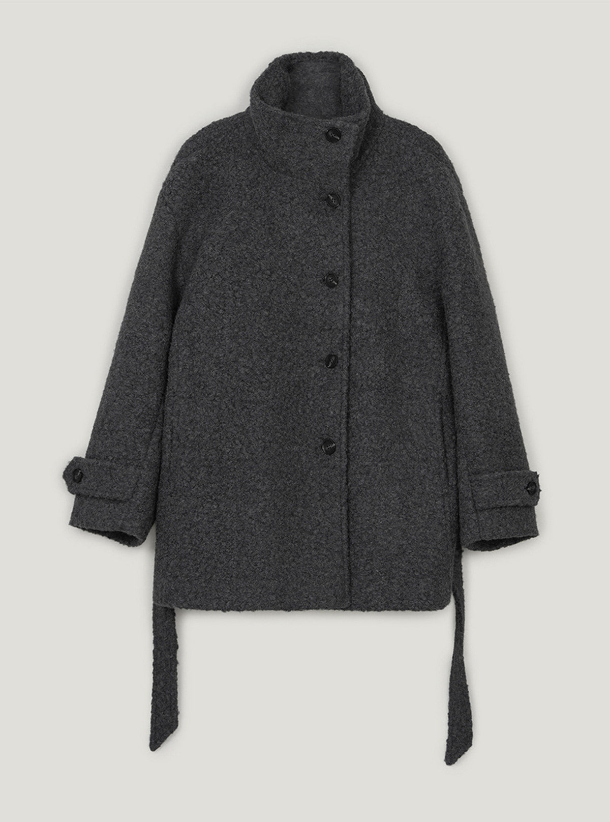 TWEE Obins boucle half coat (strap set) | Charcoal product-only view