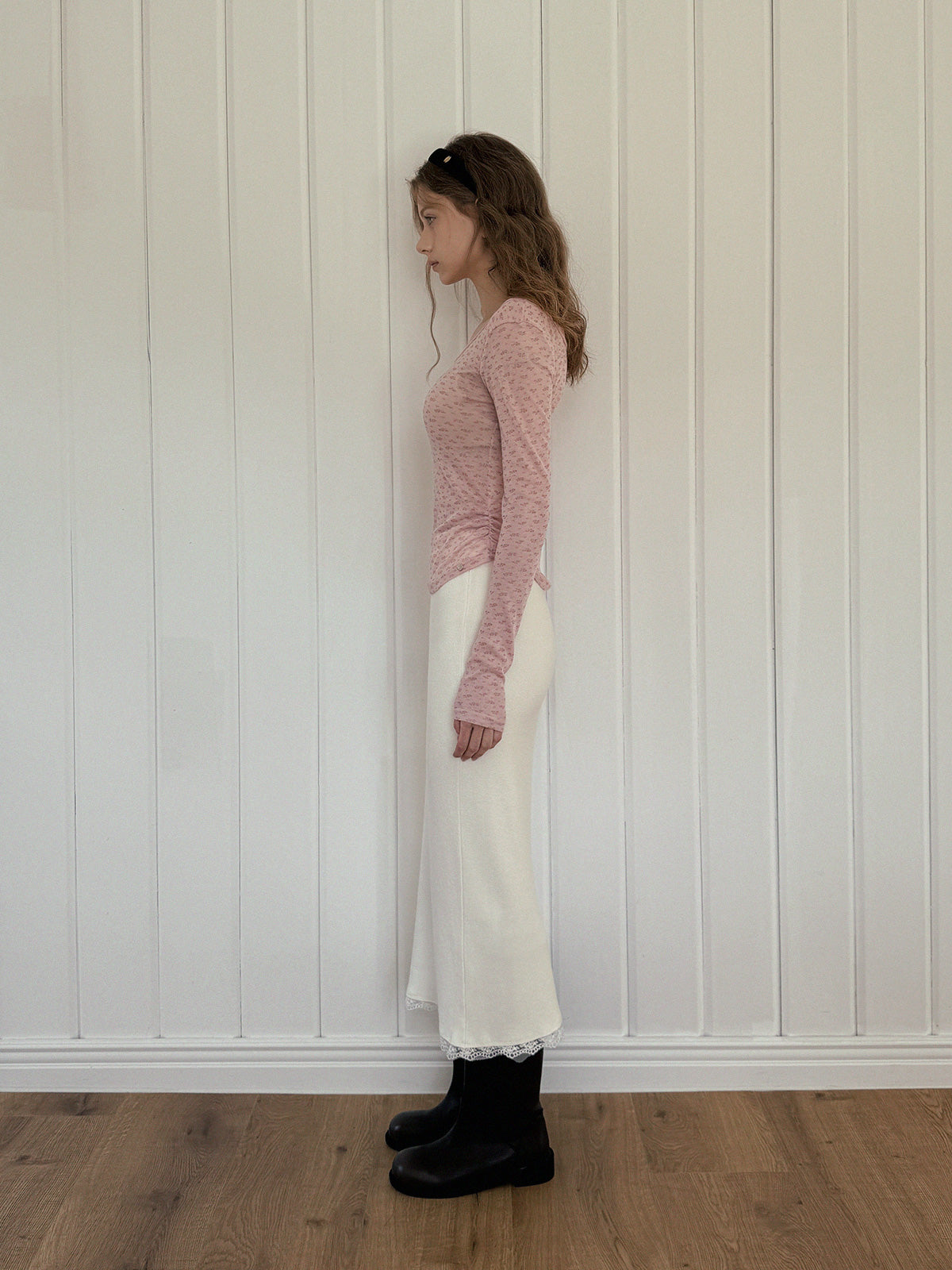 Odin Lace Banding Knit Long Skirt