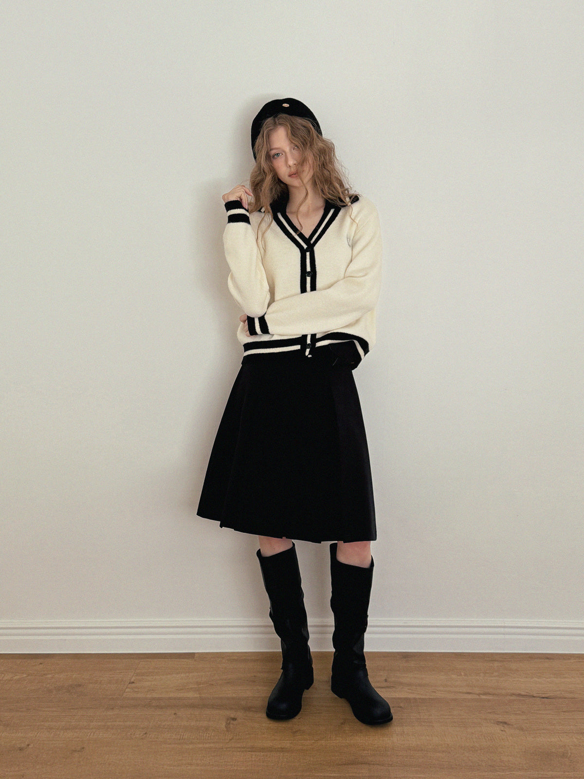 【TWEE】Cardigan à manches longues avec col contrastant Yurel