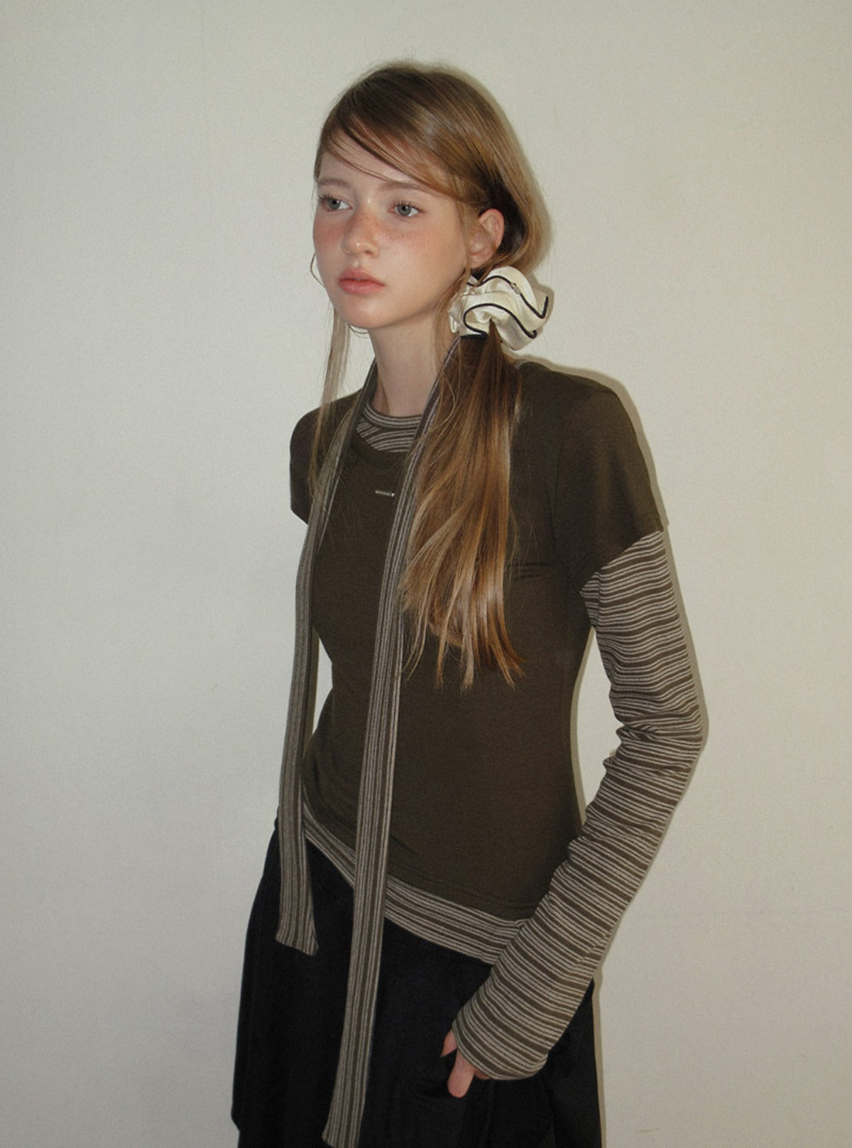 TWEE Solen stripe layered long sleeve T-shirt (strap set) | Main product image