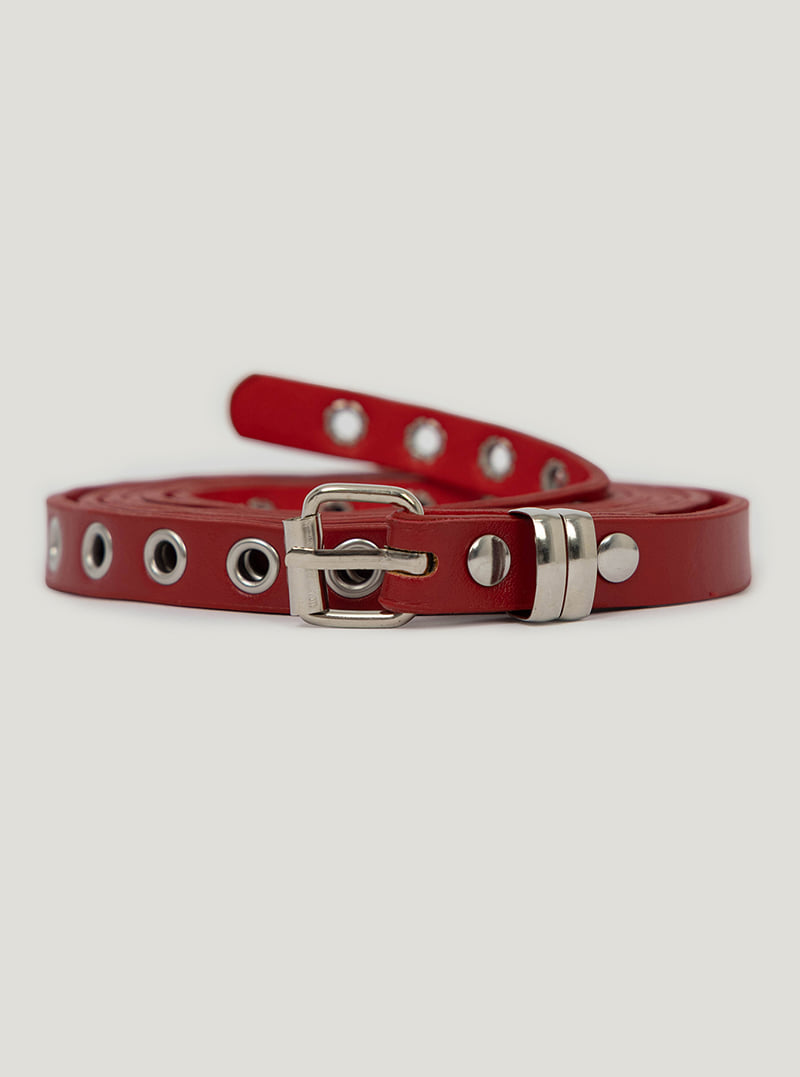 TWEE Roco eyelet double long belt | Red product-only view