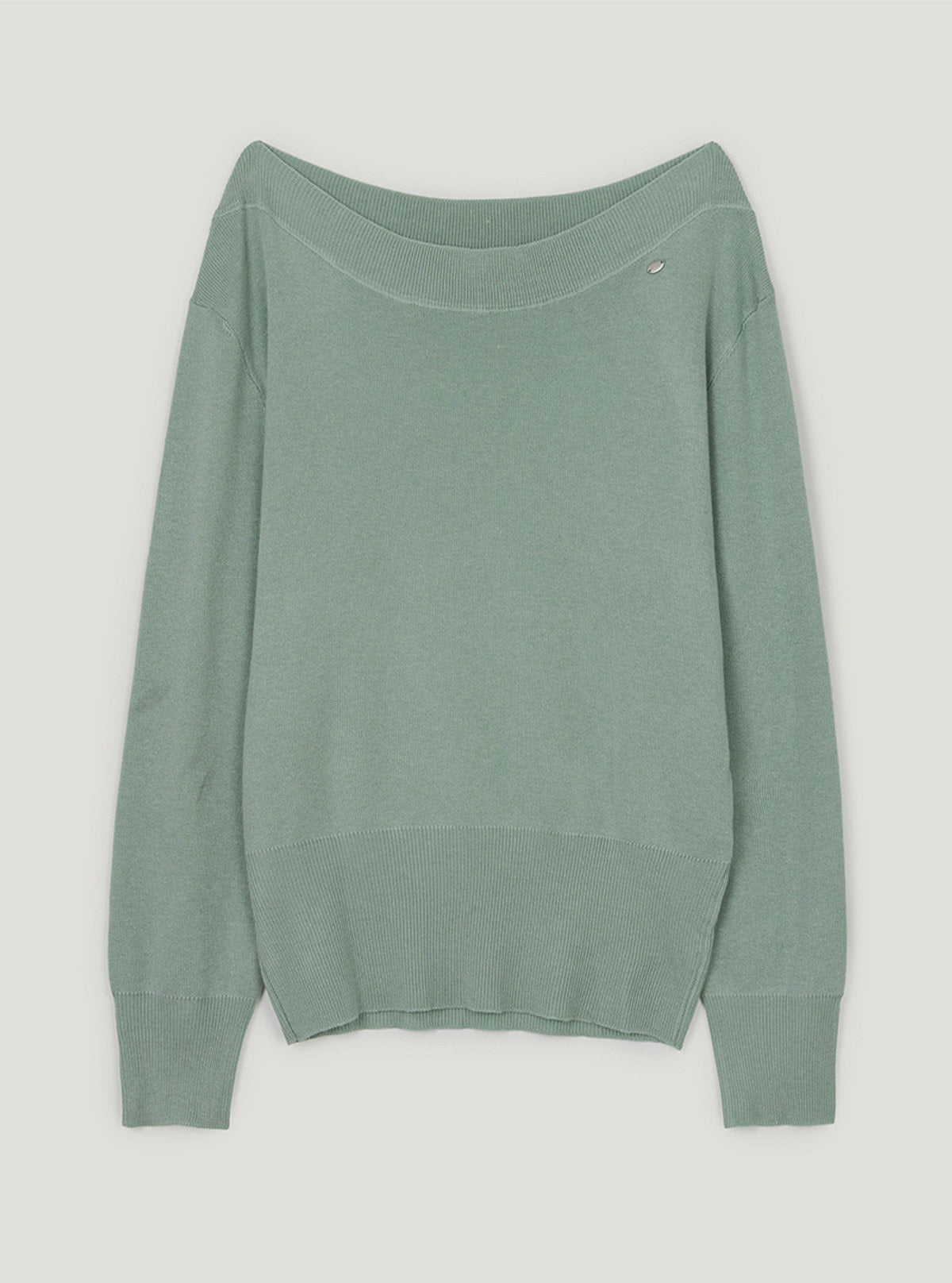 Noad off-shoulder long sleeve knit | Mint cutout