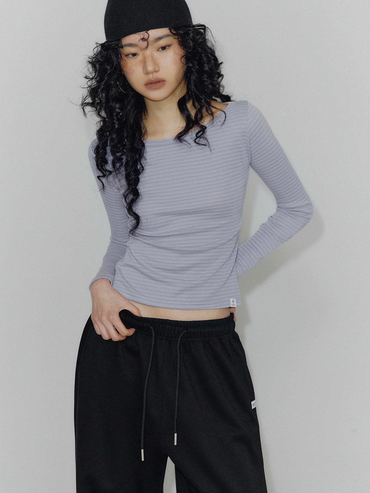 [TWEE:B] Boen Stripe Boatneck Long Sleeve T-shirt