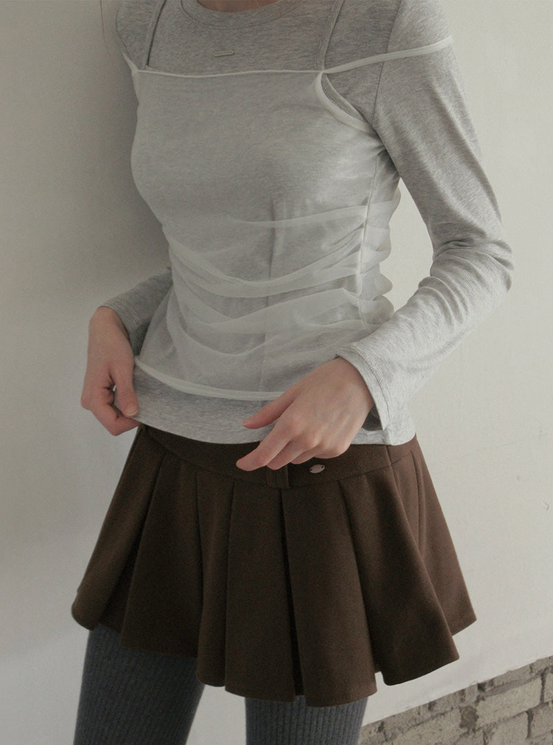 TWEE Bern organza sleeveless long sleeve T-shirt set | Product styling view 4