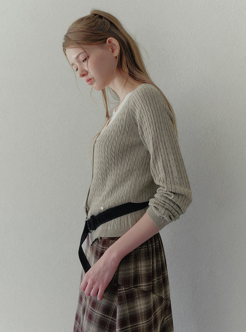 Pillin check asymmetric midi skirt (belt set) | View 8