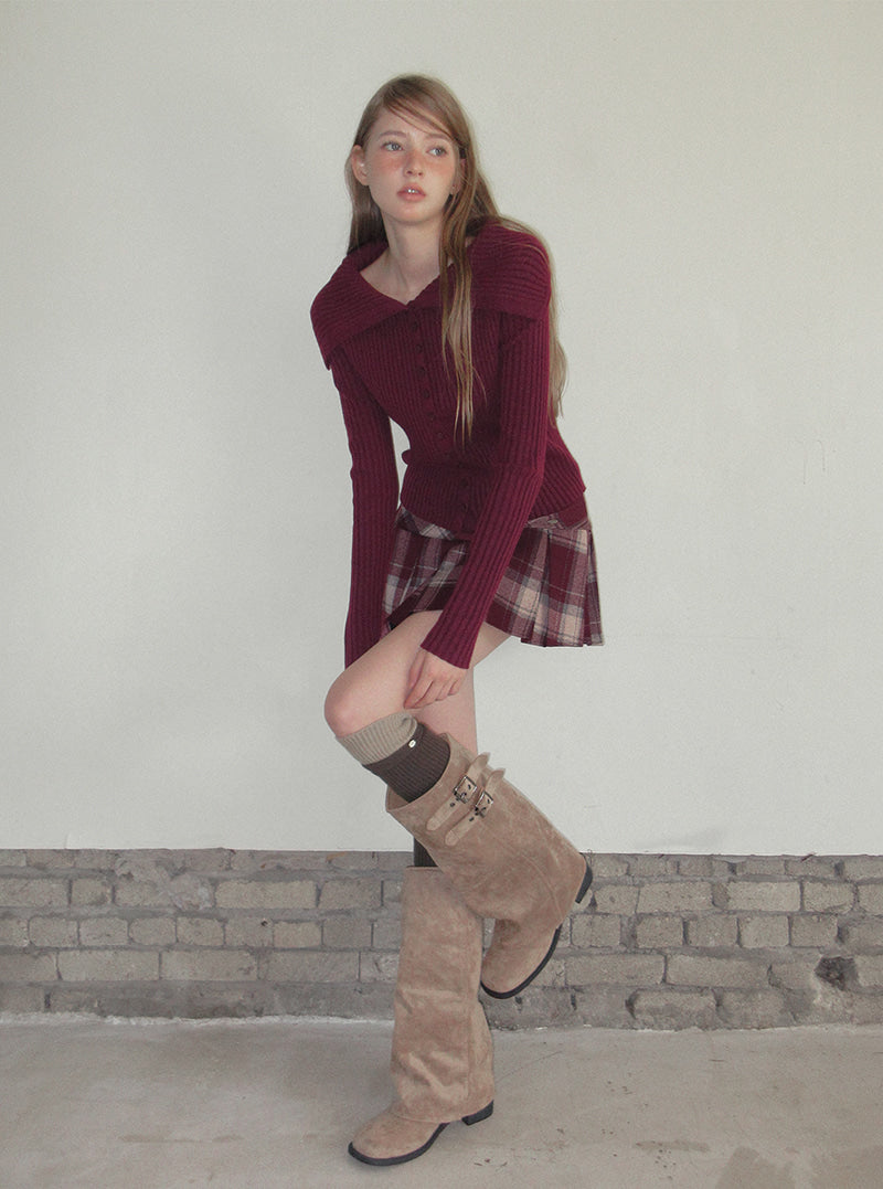 TWEE Riden sailor collar ribbed long sleeve knit | Product styling view 4
